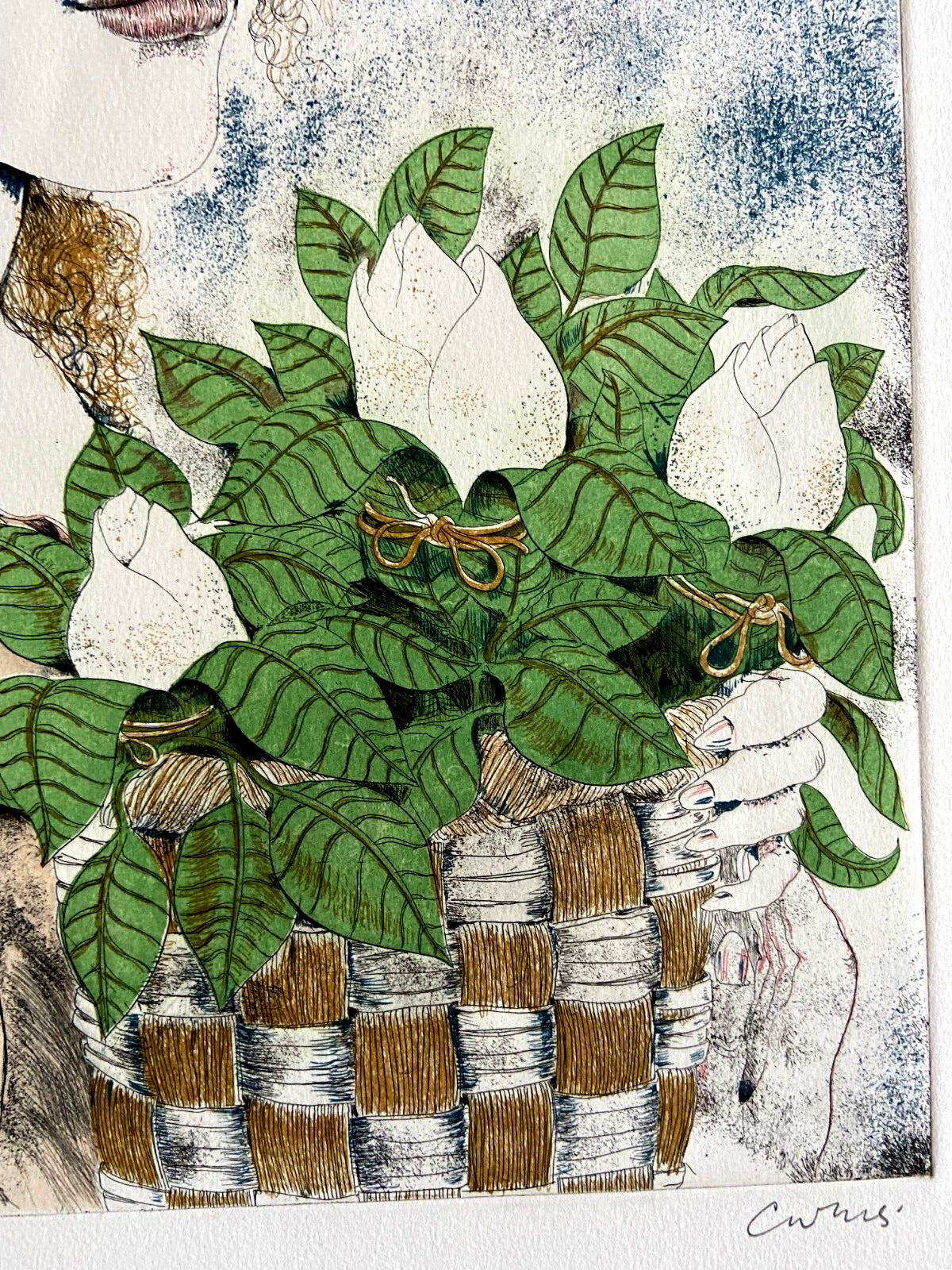 Bruno Caruso 'Girl With Flower Basket' Aquatint