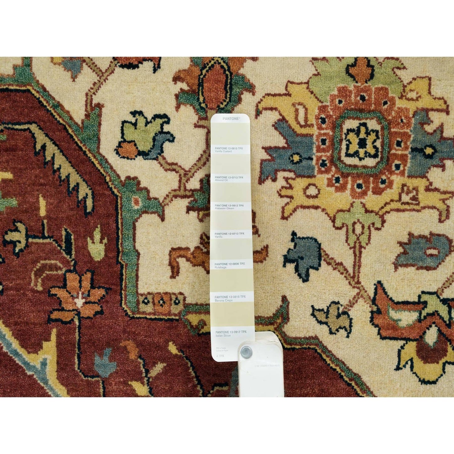 10'X10' Ivory Heris Re-Creation Hand Knotted Wool Round Oriental Rug