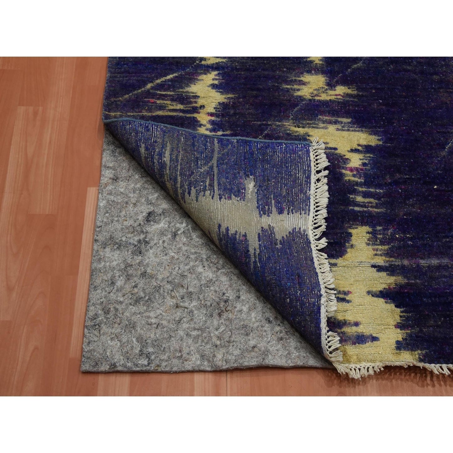 8'8"X12'1" Blue The Empire State Building Silk & Wool Hand Oriental Rug