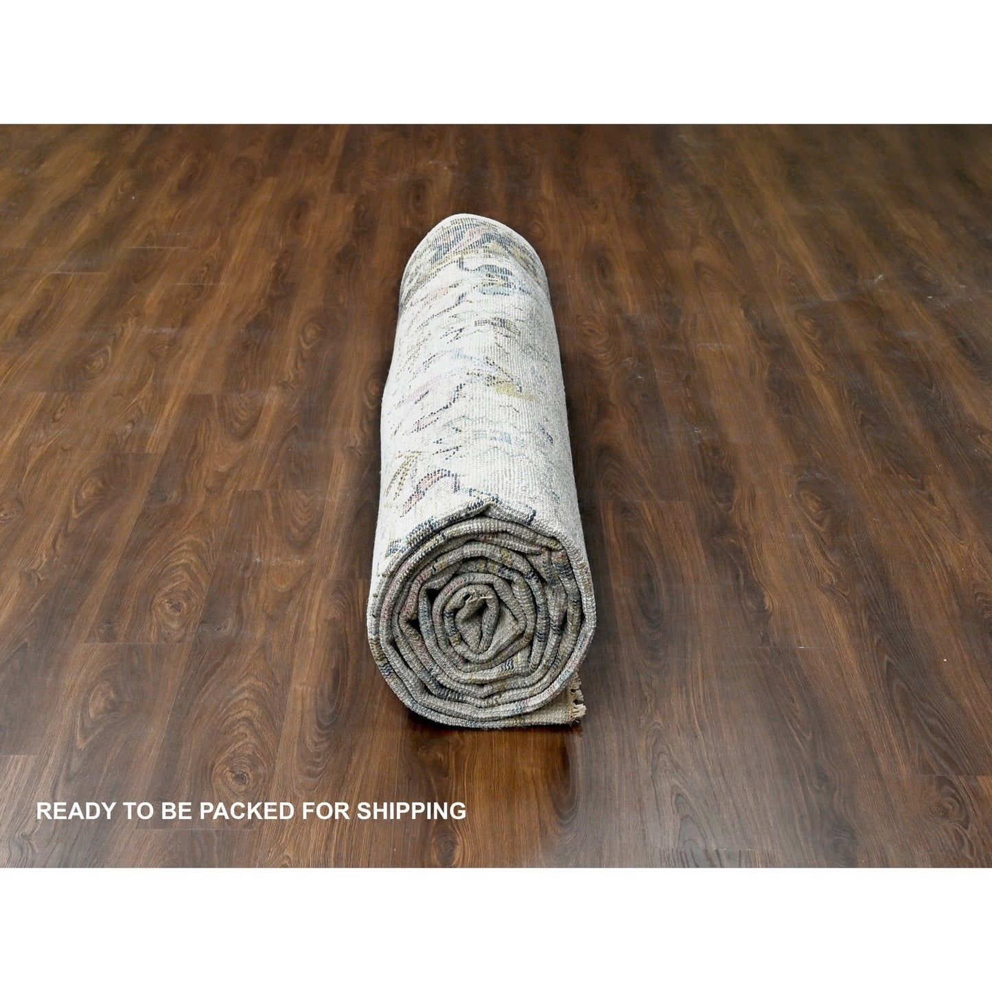 12'X17'9" Ivory Oushak Mahal Design Hand Knotted Oversize Oriental Rug