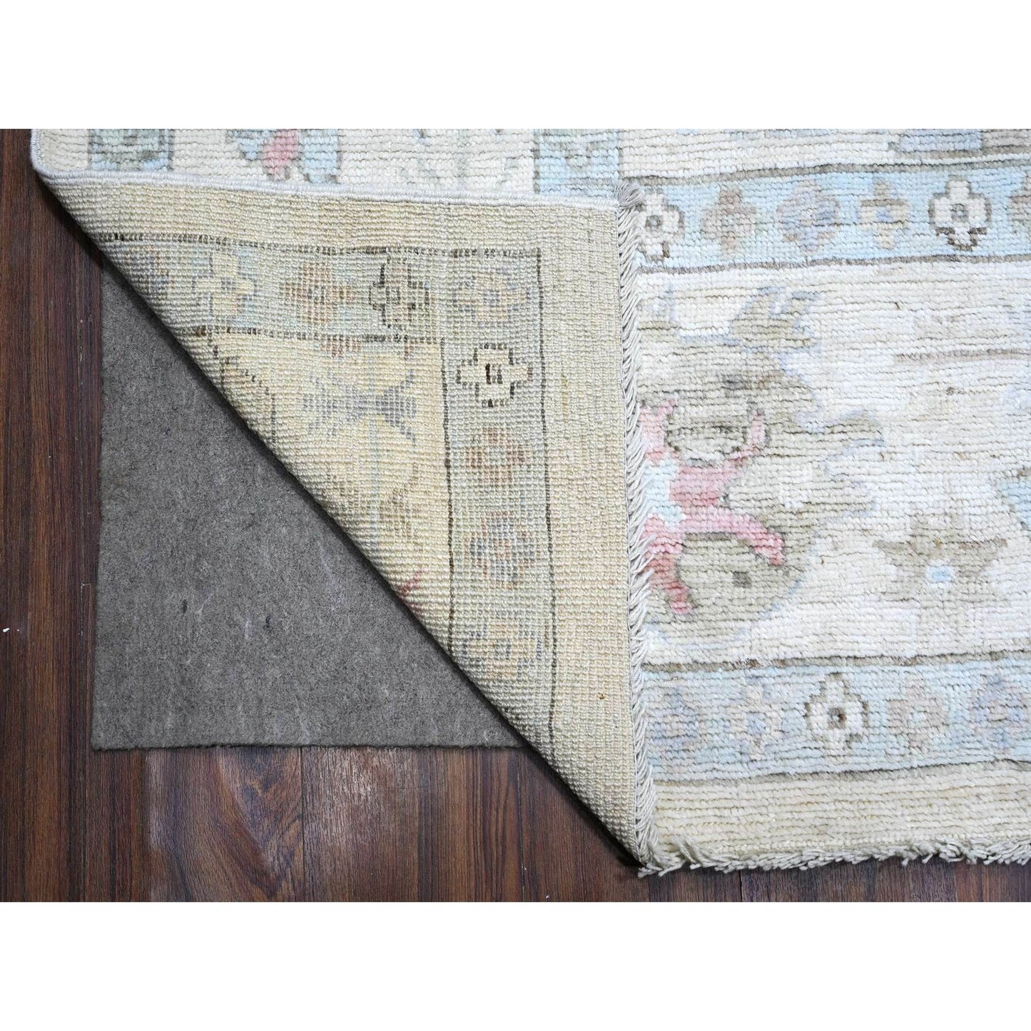 9'9"X13'10" Goose Gray Wool Weft Afghan Angora Oushak Oriental Rug