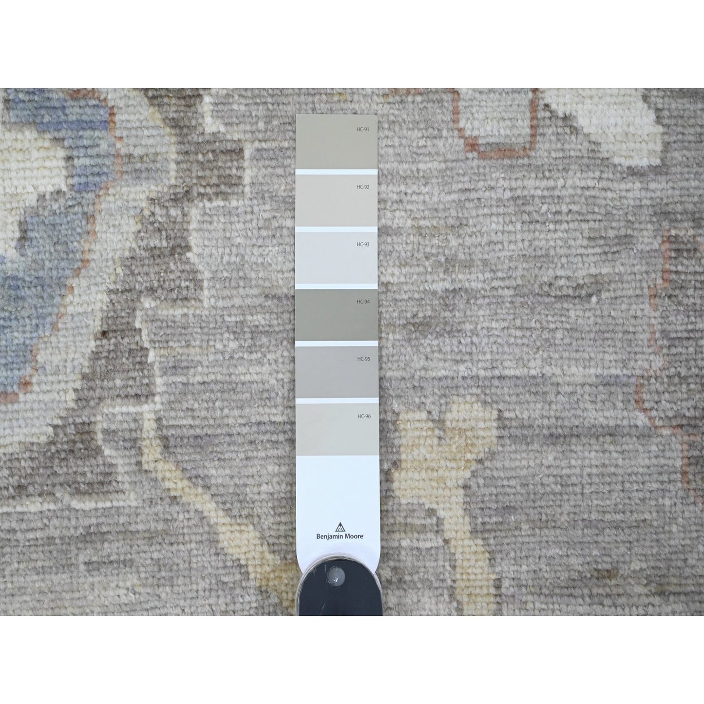 9'10"X13'6" Gray Afghan Angora Oushak Leaf Design Hand Knotted Wool Rug