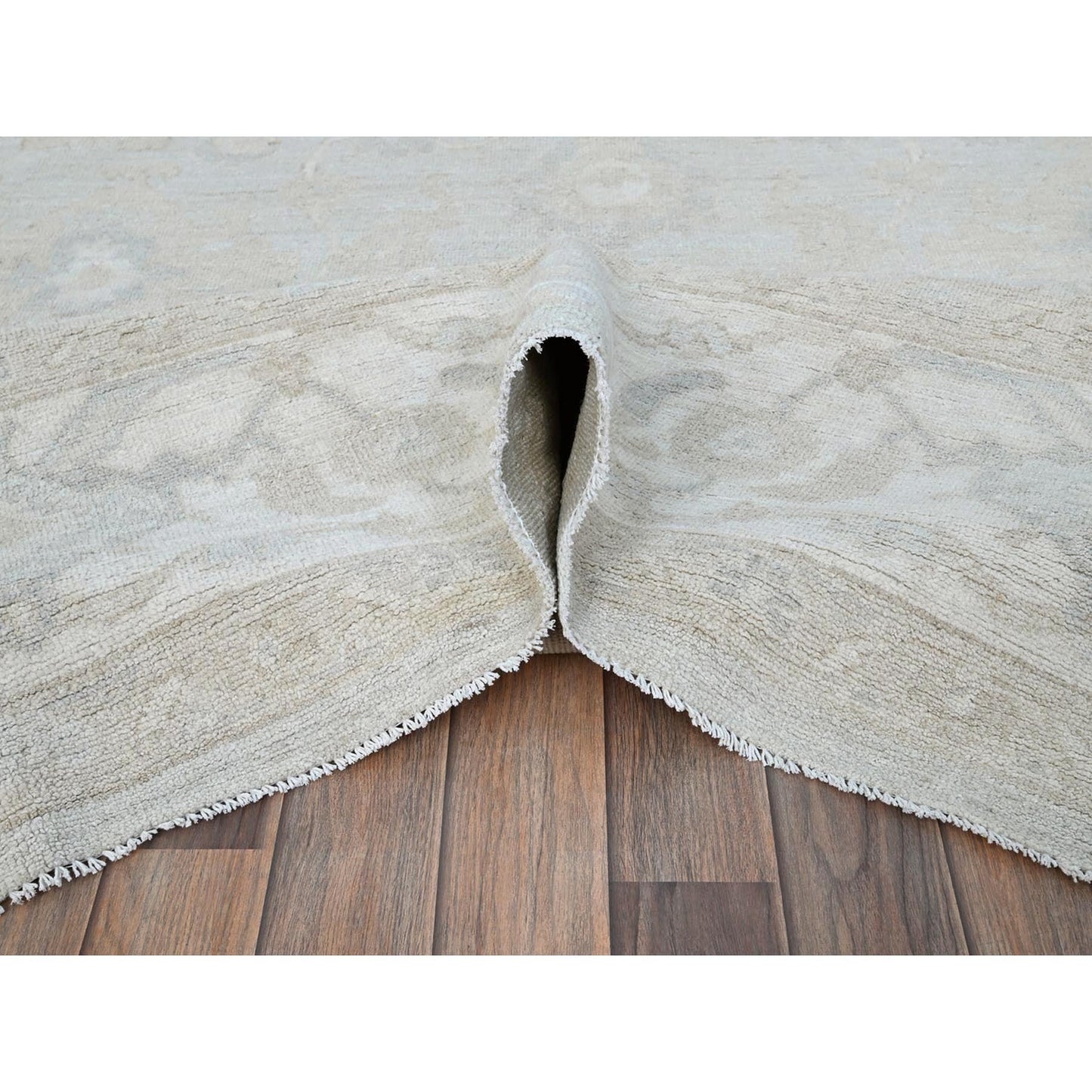 9'1"X12' Sterling Gray Hand Knotted Afghan Peshawar Wool Geometric Rug