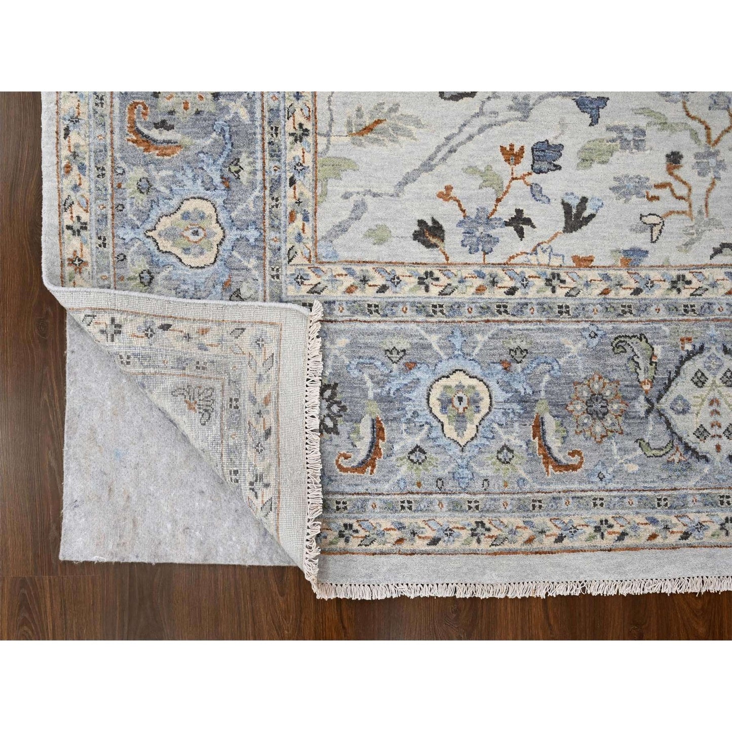 10'X10' Summer Gray Oushak All Over Floral Wool Hand Knotted Square Rug