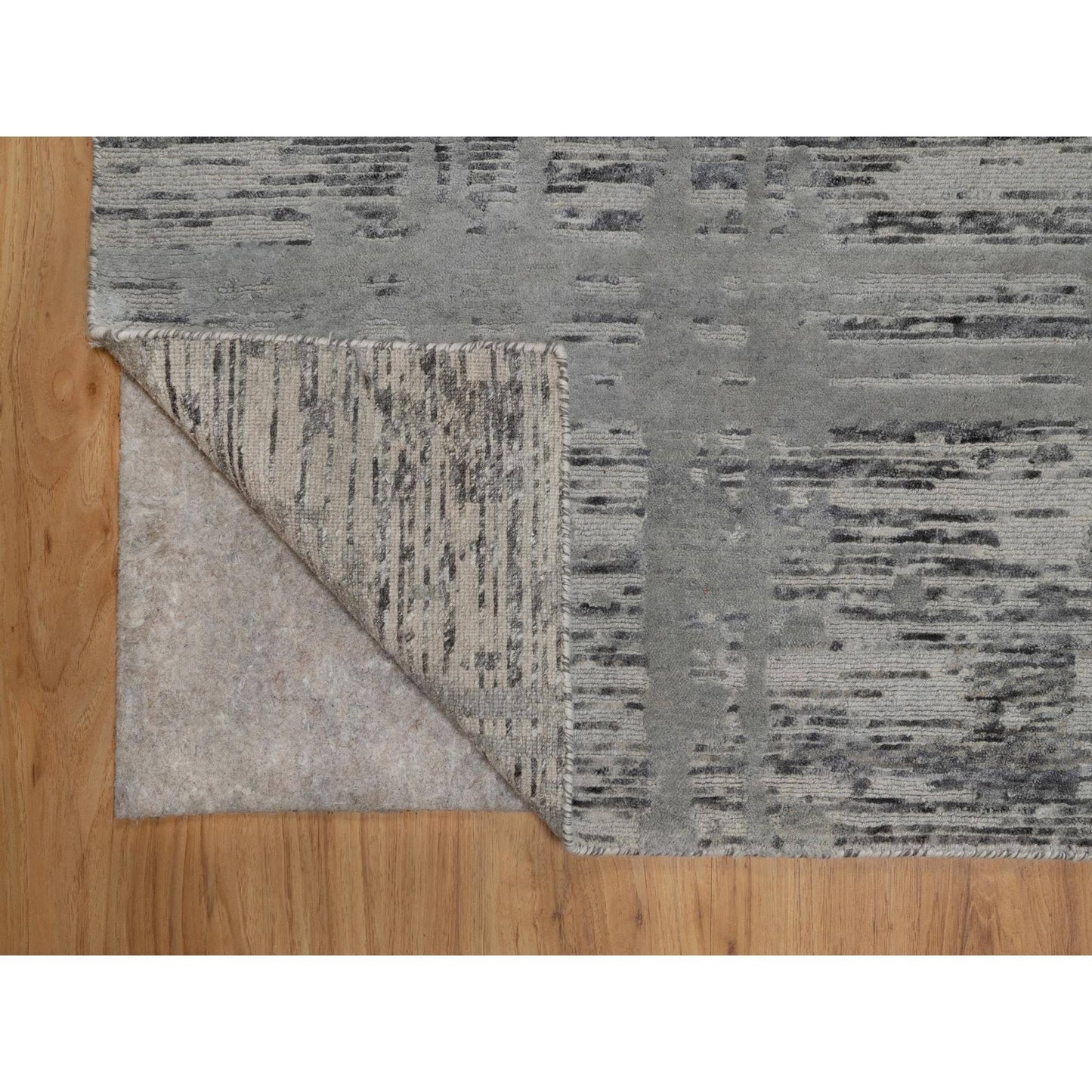 8'1"X10' Nevada Gray Modern Design Undyed Natural Wool Hand Knotted Rug