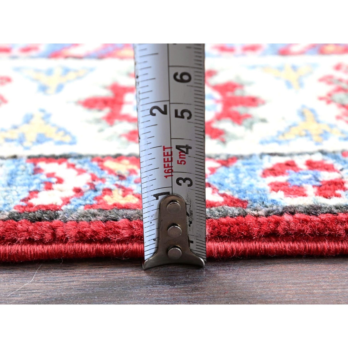 2'9"X4' Berry Red Kazak With Tribal Design Hand Knotted Soft Wool Mat Rug