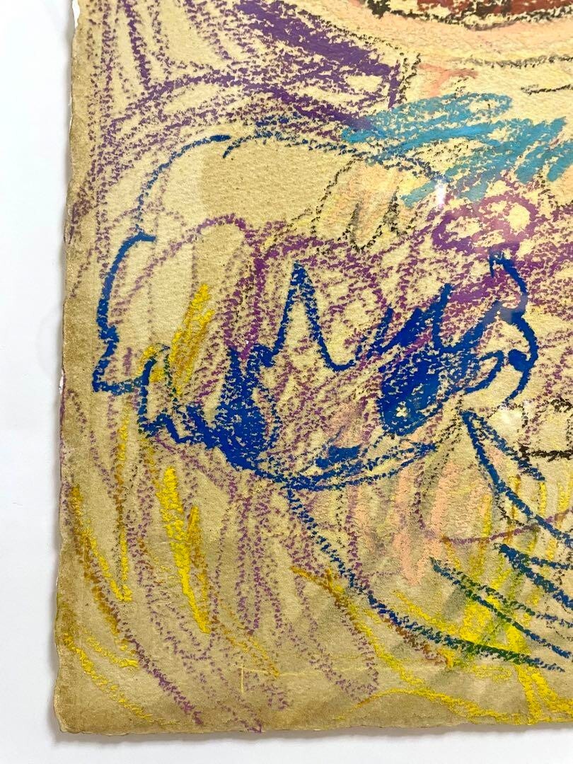 Ryol Signed Unique Painting Crayon On Paper
