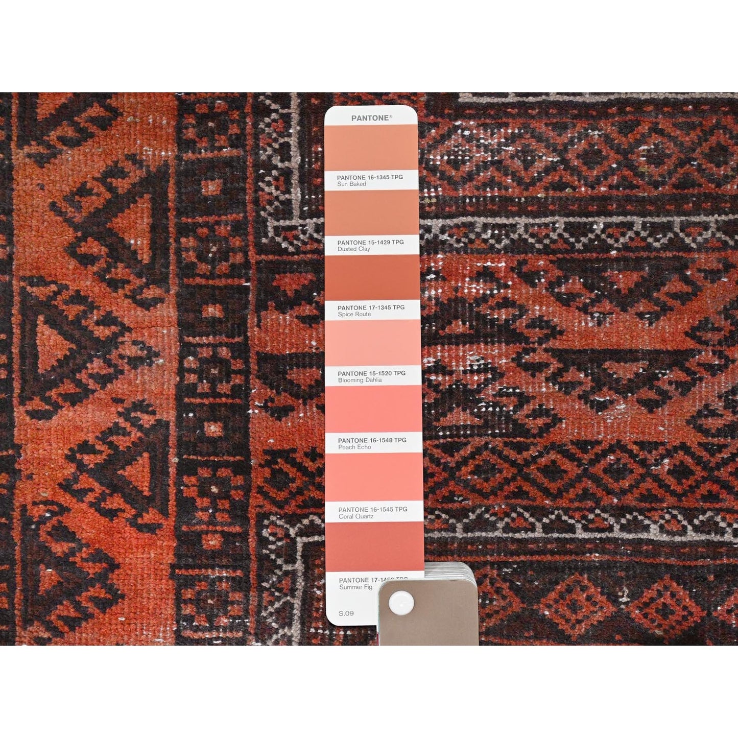 3'7"X6'5" Red Old Farsian Balooch Hand Knotted Wool Worn Down Clean Rug