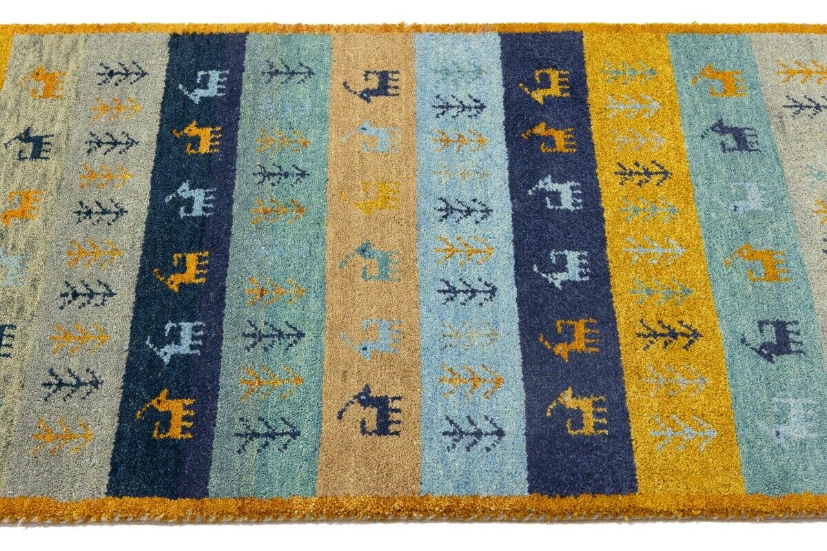 Contemporary Multicolored Stripes Indo-Gabbeh