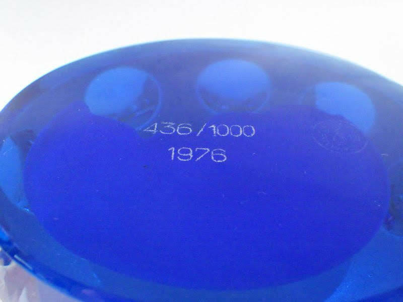 Baccarat Paperweight 1976 Mount Rushmore Presidential  Blue Glass Crystal Rare