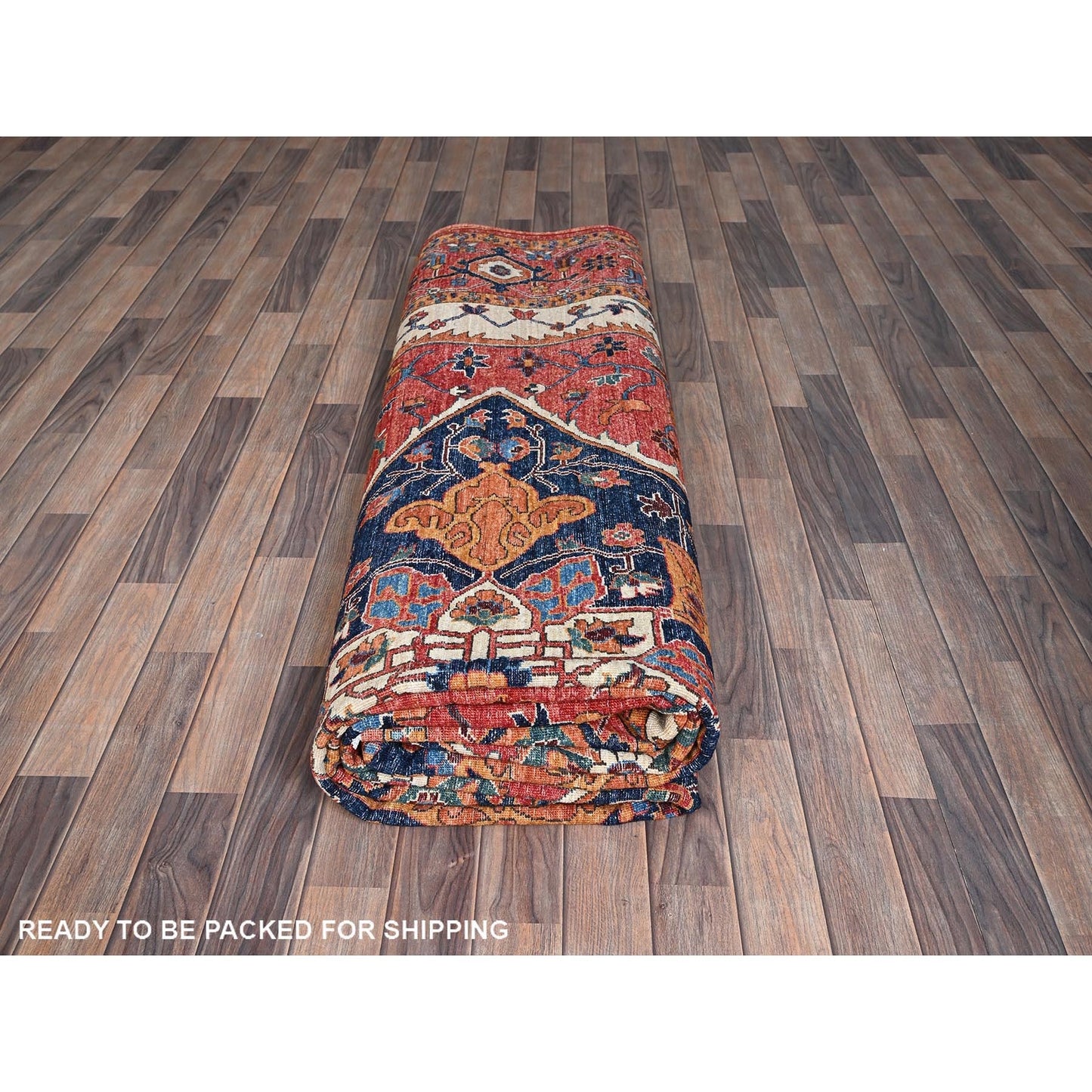 10'2"X13'8" Red Seeripe Heris Aryana Collection Soft Wool Hand Knotted Rug