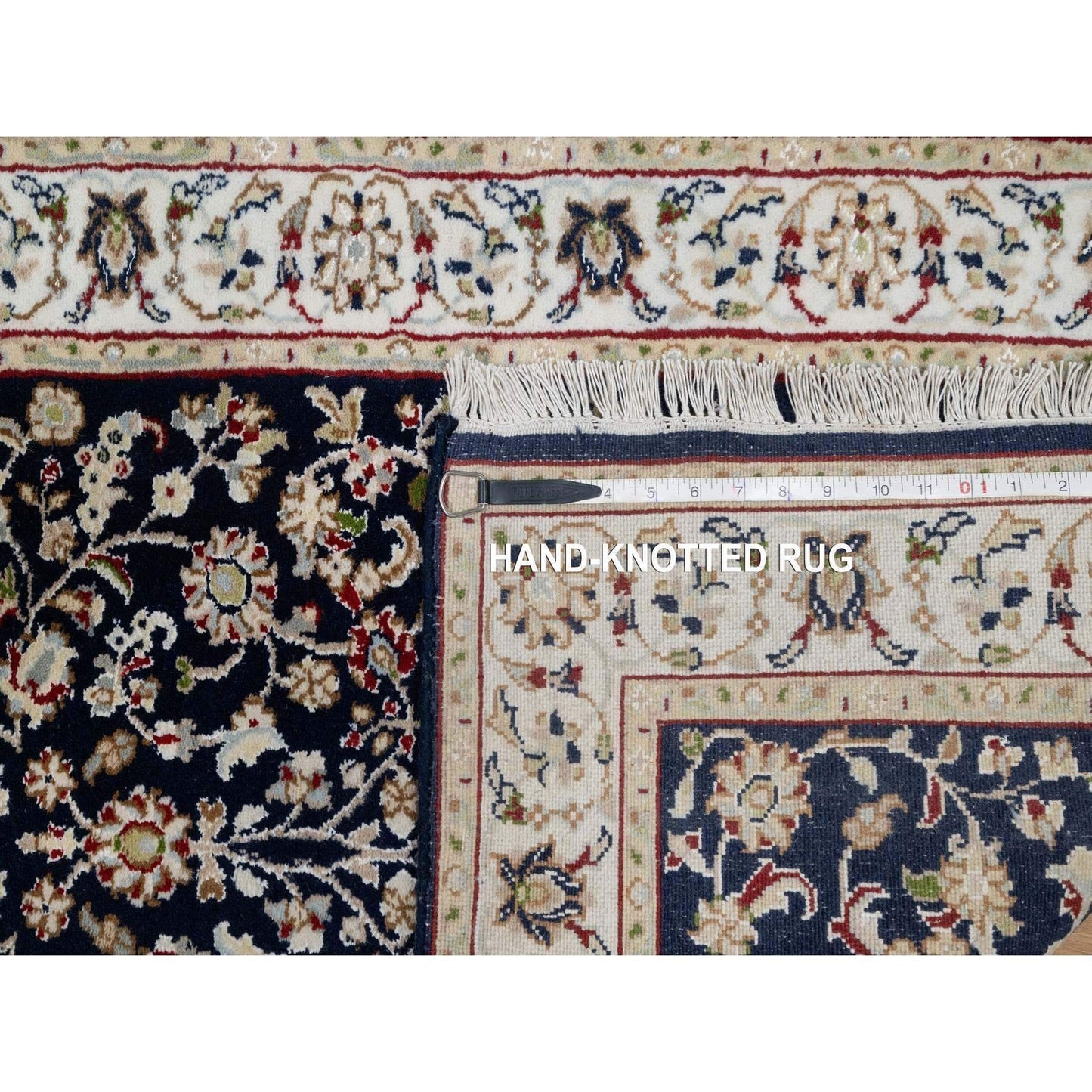 2'7"X16' Blue Nain Floral Design Wool And Silk Hand Knotted Runner Rug