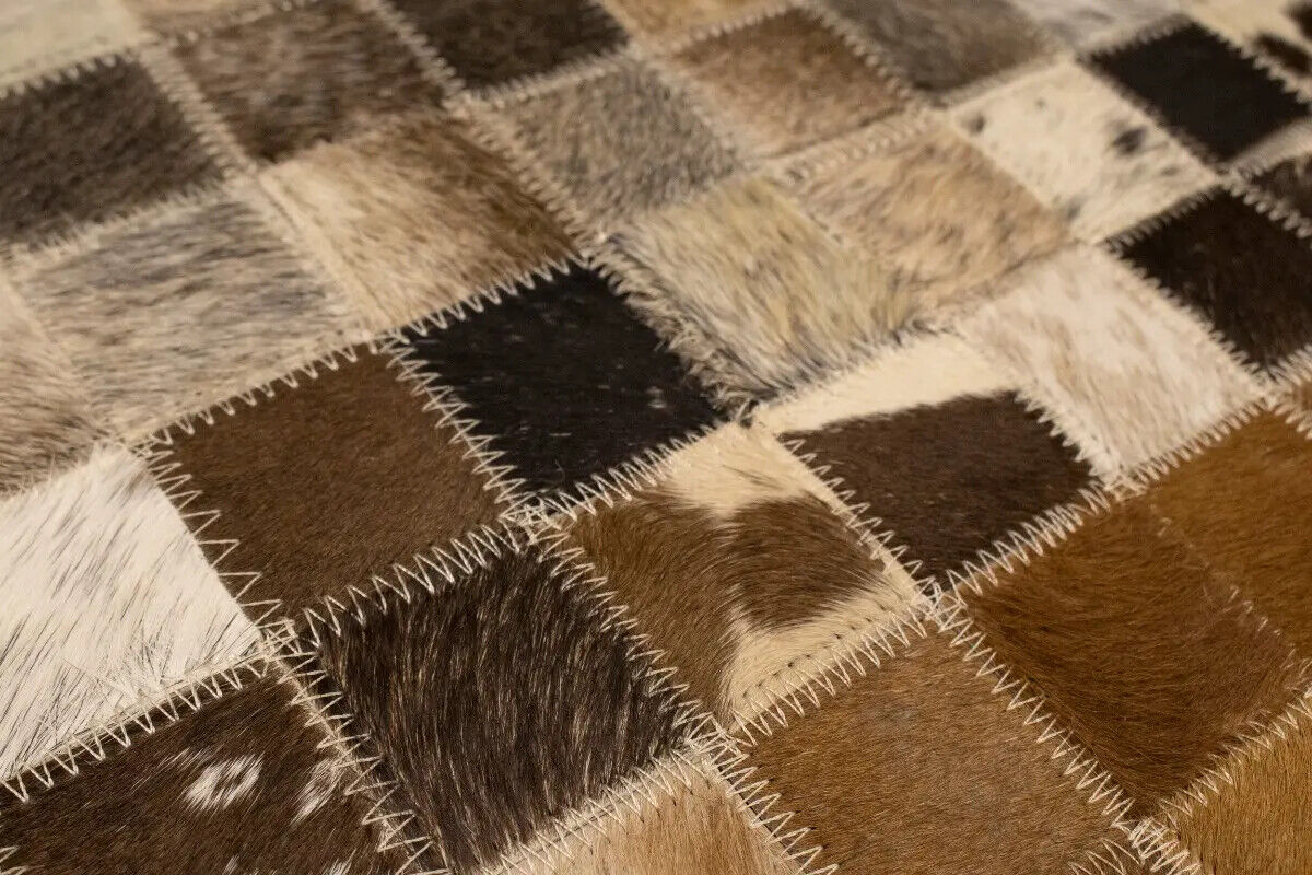 Hand-Crafted Modern Cowhide Leather Rug