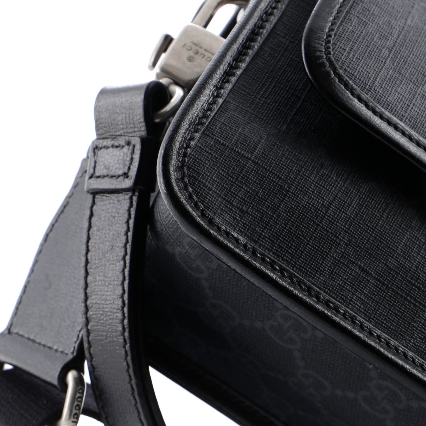 Gucci Interlocking G Patch Wristlet Flap Messenger Bag Gg Coated Canvas Small