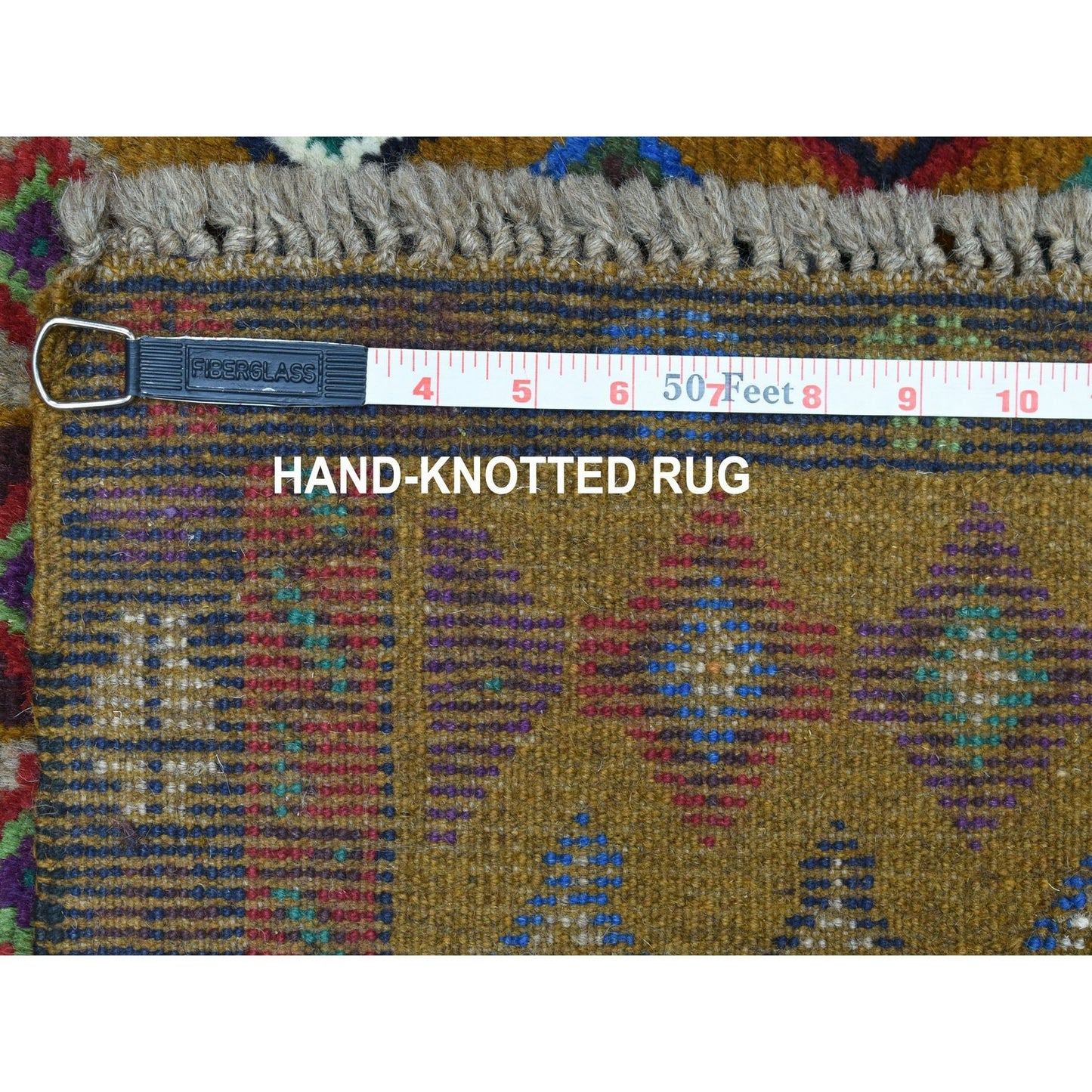 3'3"X4'8" Brown Tribal Design Hand Made Wool Colorful Afghan Village Rug