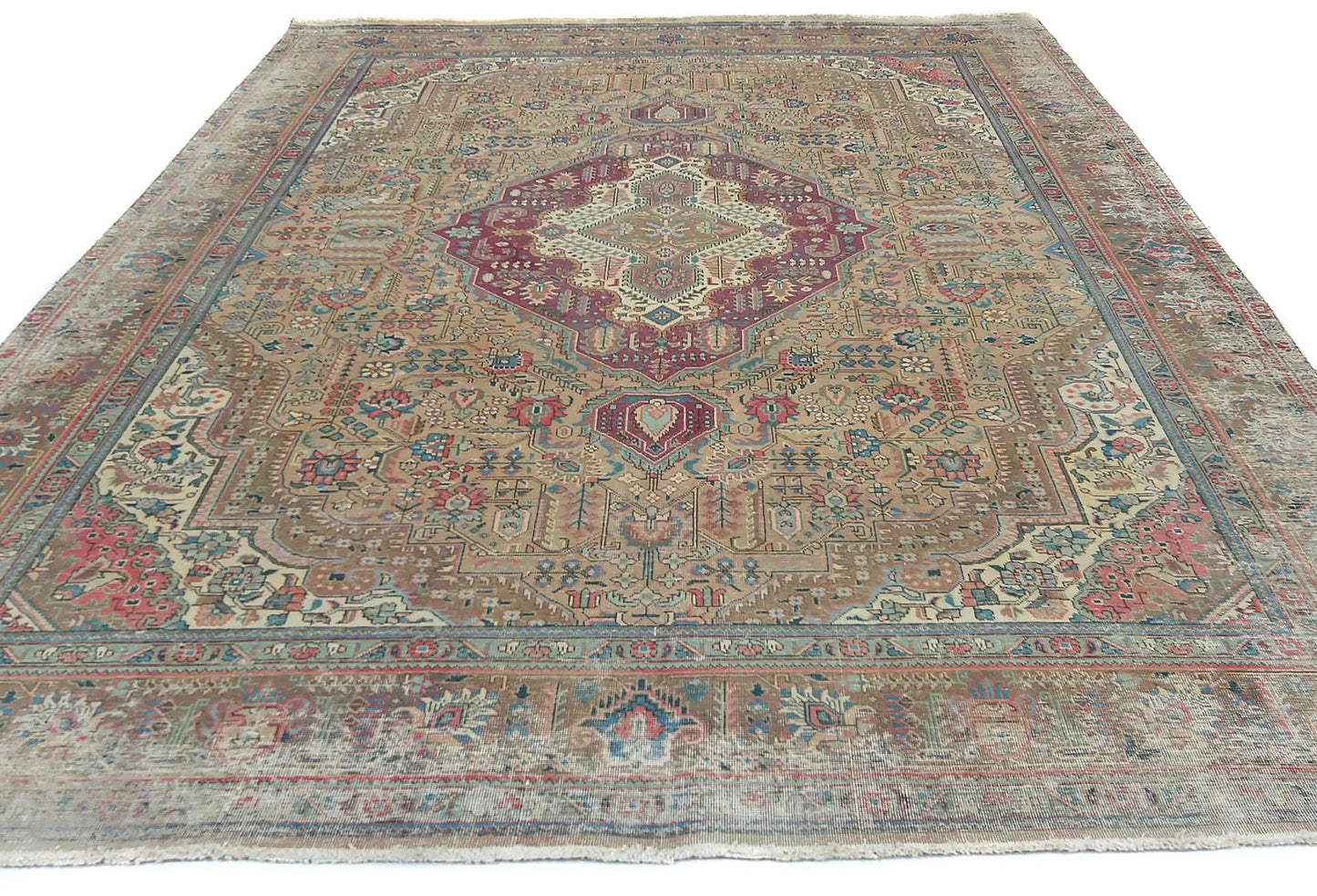 Handmade Distressed Vintage Semi-Antique 9X12 ft