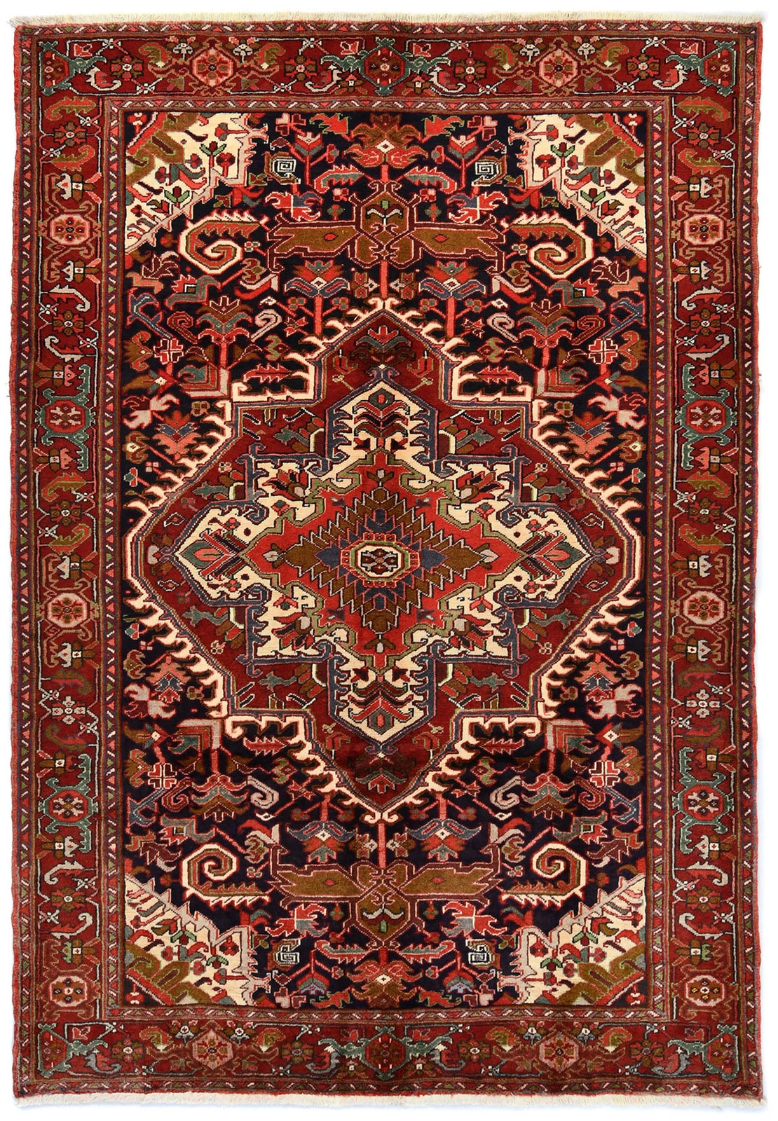 Handmade Vintage Heriz Oriental Rug Classic