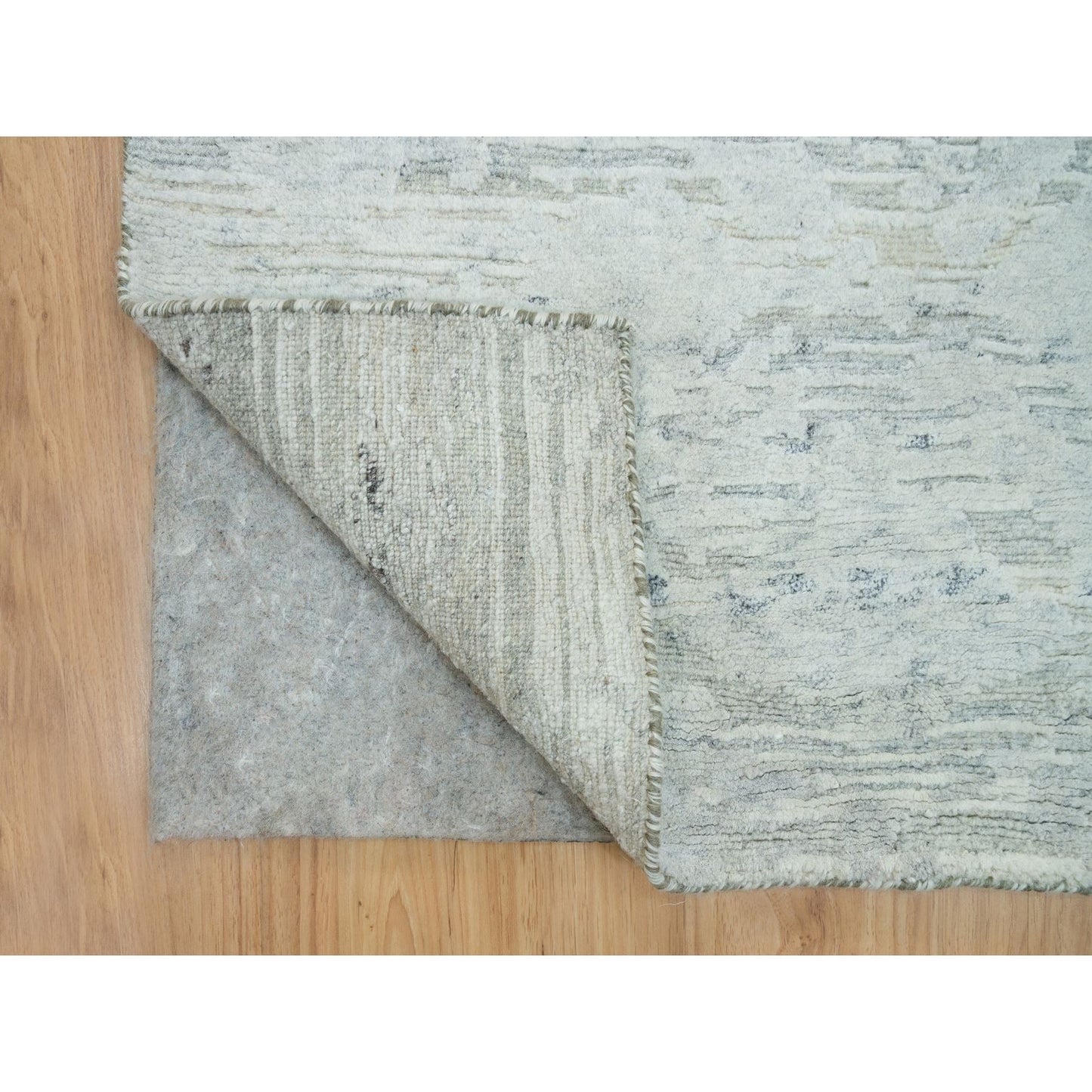 2'7"X22' Gray Modern Design Hand Spun Wool Hand Knotted Xl Runner Rug