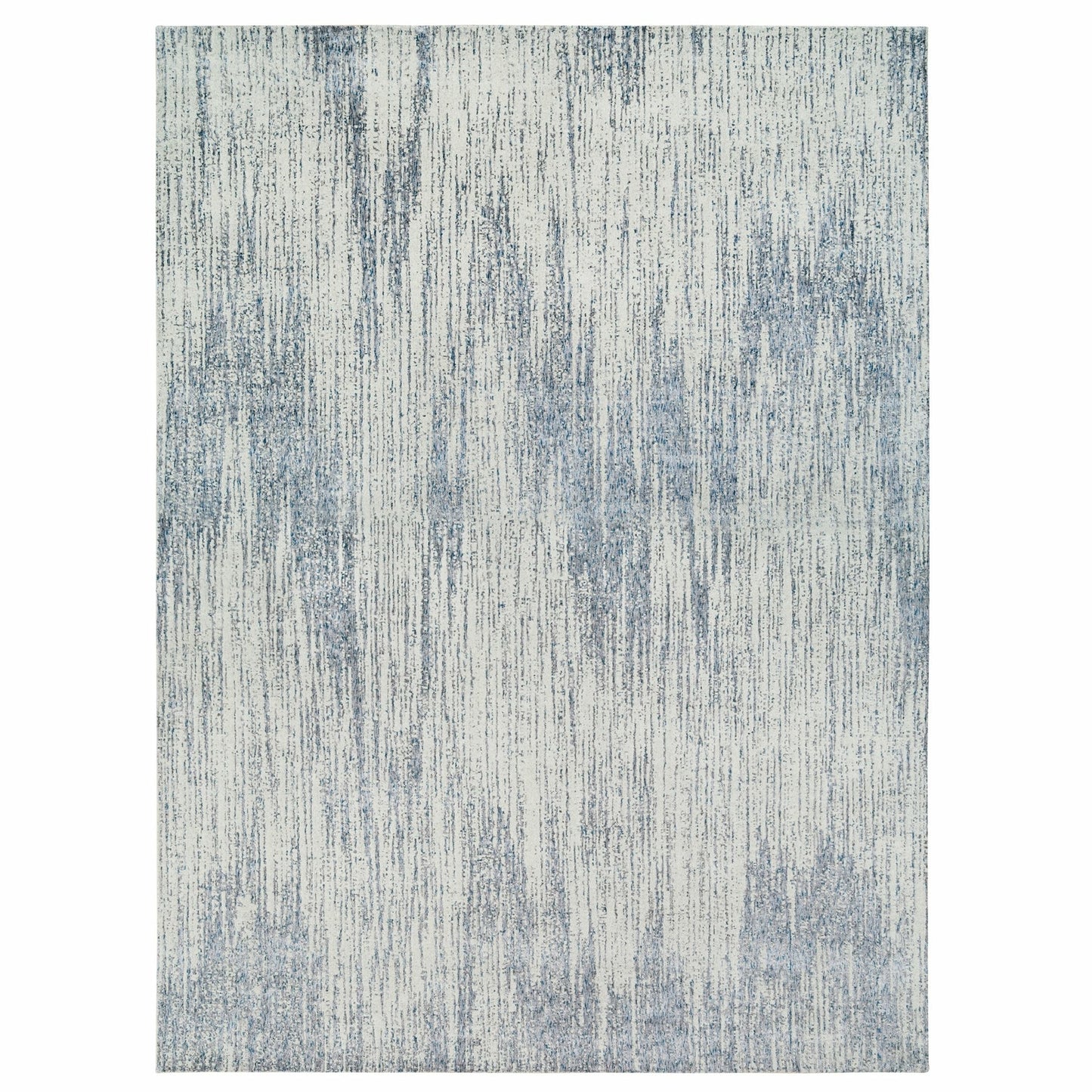 12'X18' Light Gray Fine Jacquard Wool And Silk Hand Loomed Oversized Rug