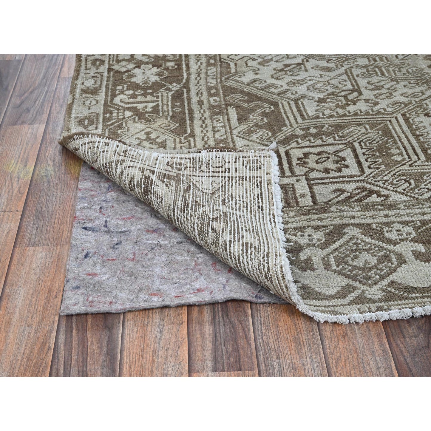 7'6"X10'4" Pastel Gray Vintage Zoroastrian Heris All Wool Hand Knotted Rug