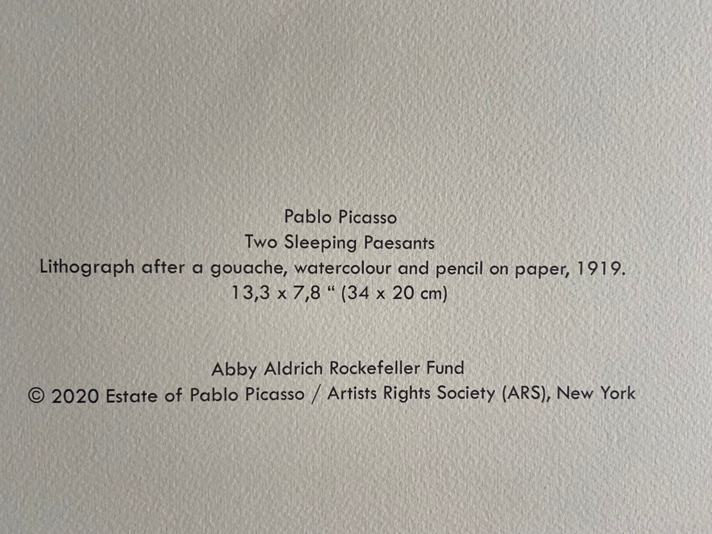 Pablo Picasso Lithograph Estate Coa Signed O.P. Rockefeller Fund