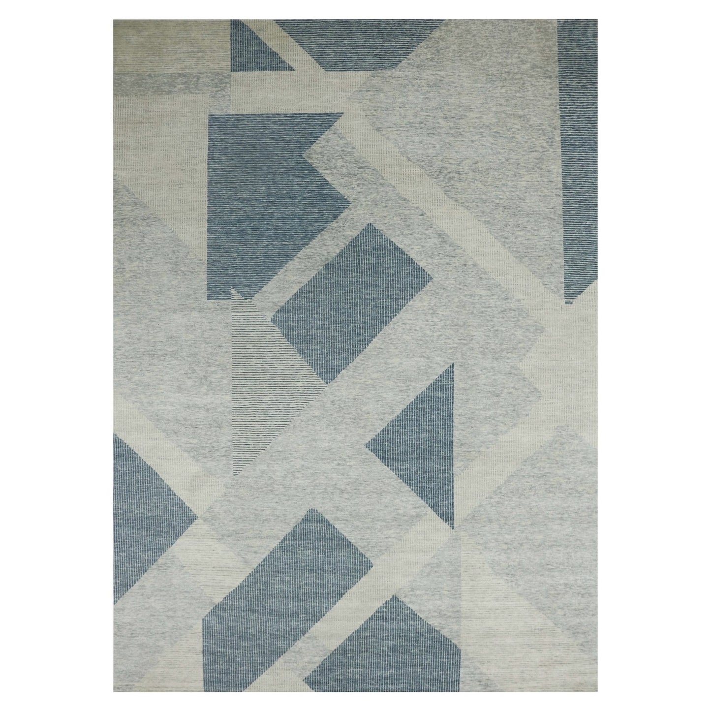 10'2"X14'2" Blue Wool Hand Knotted Geometric Art Deco Collection Rug