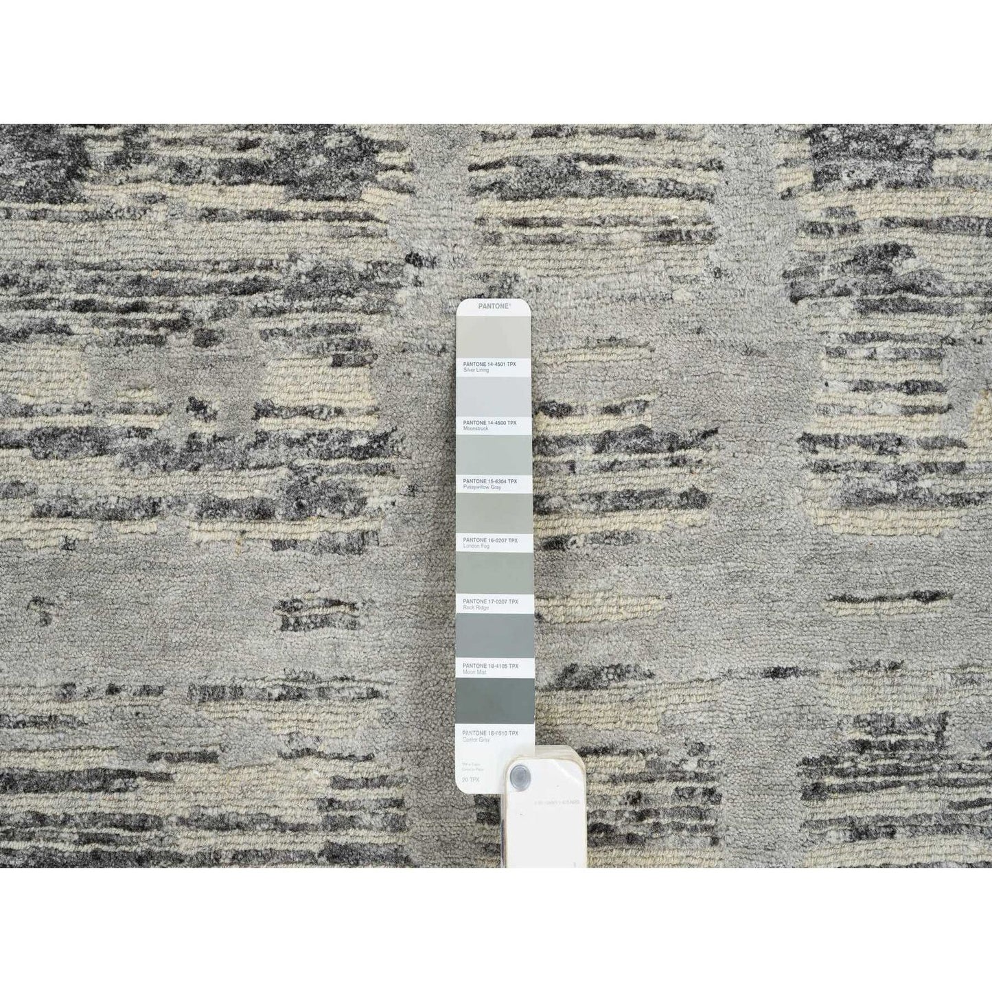 2'7"X23'8" Gray Wool Hand Knotted Modern Design Xl Runner Rug