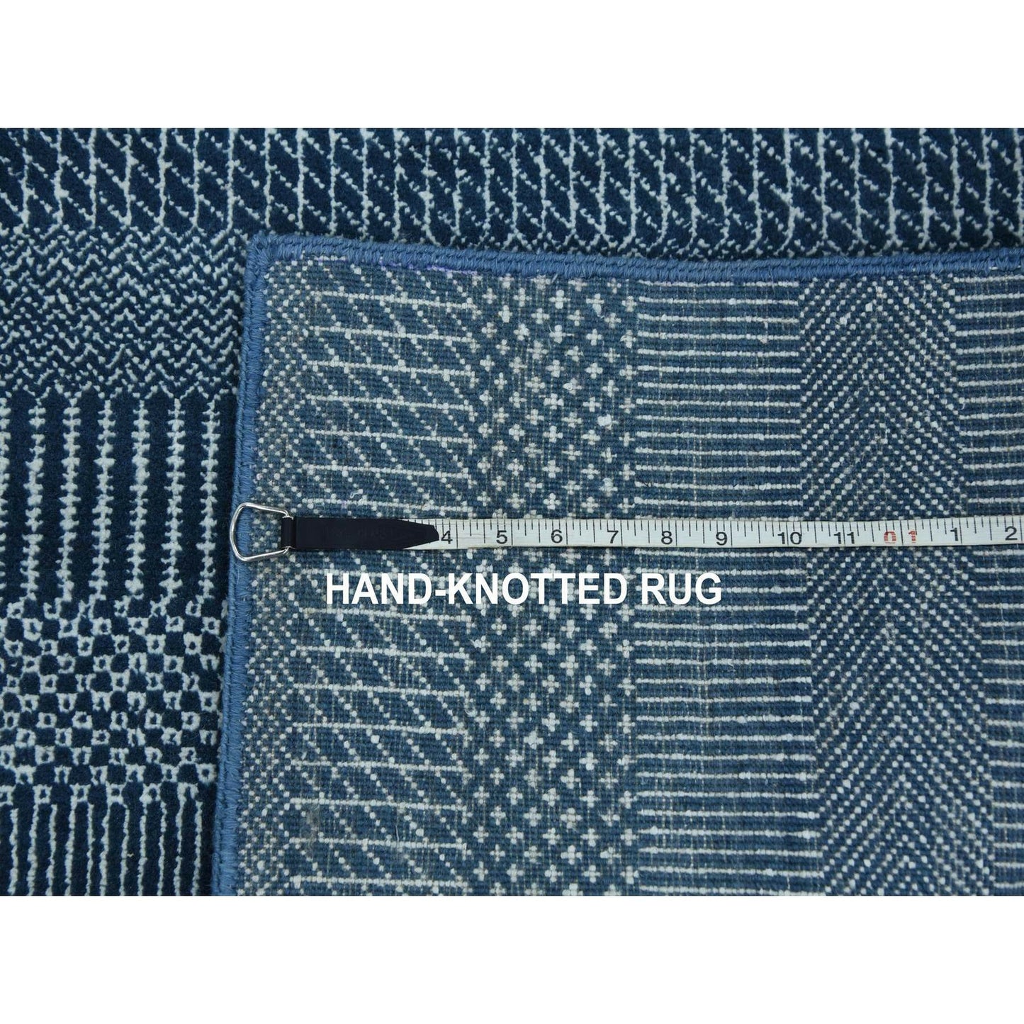 4'1"X6'1" Blue Wool And Silk Hand Knotted Modern Grass Design Gabbeh Rug