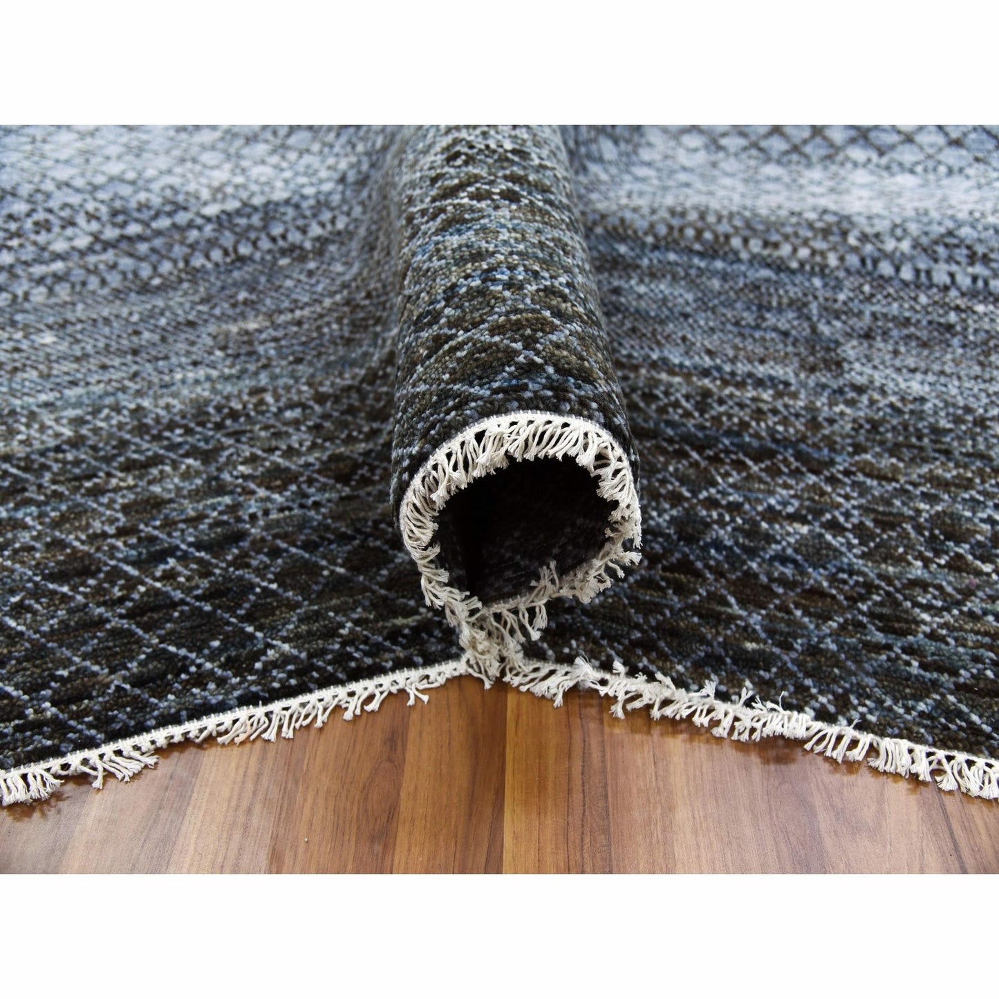 12'2"X18' Black Chiaroscuro Collection Hand Knotted Wool Oriental Rug