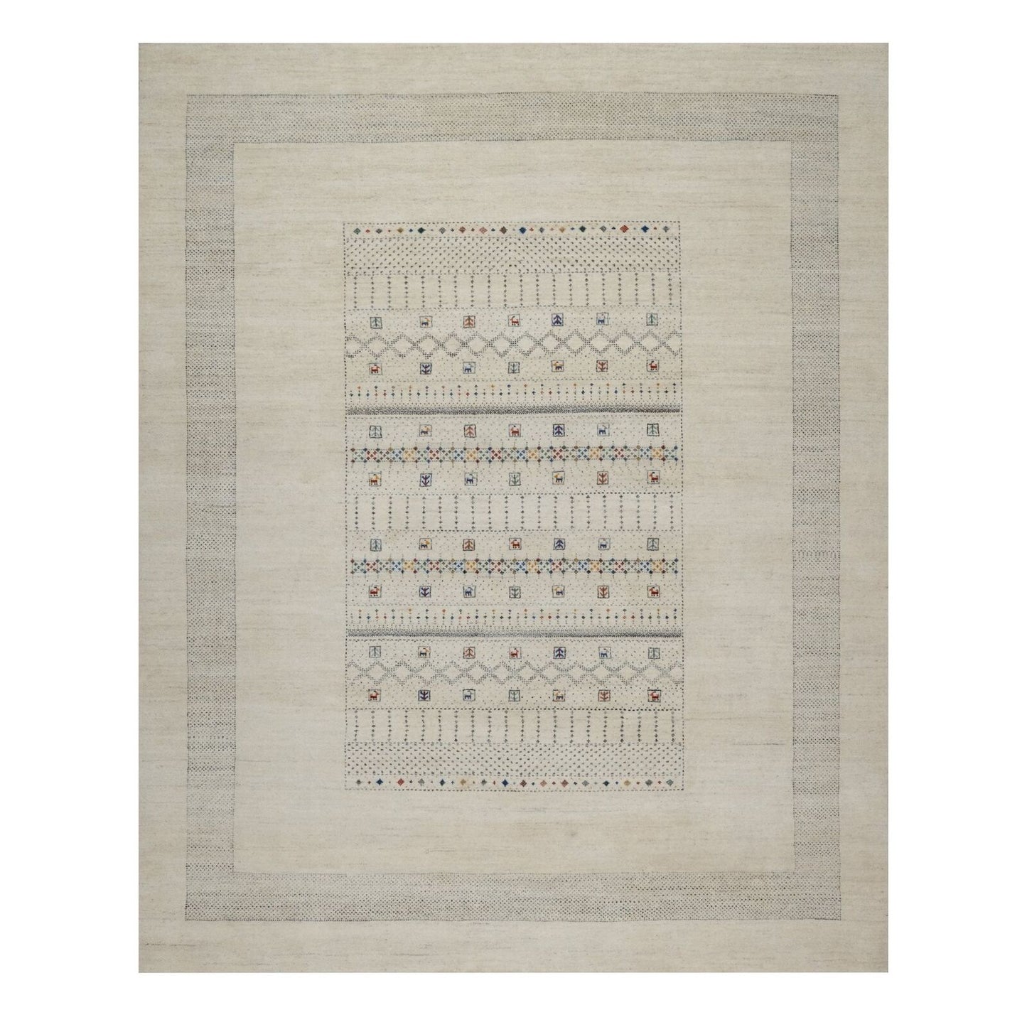 8'1"X10' White Modern Lori Buft Animal Figurines Wool Hand Knotted Rug