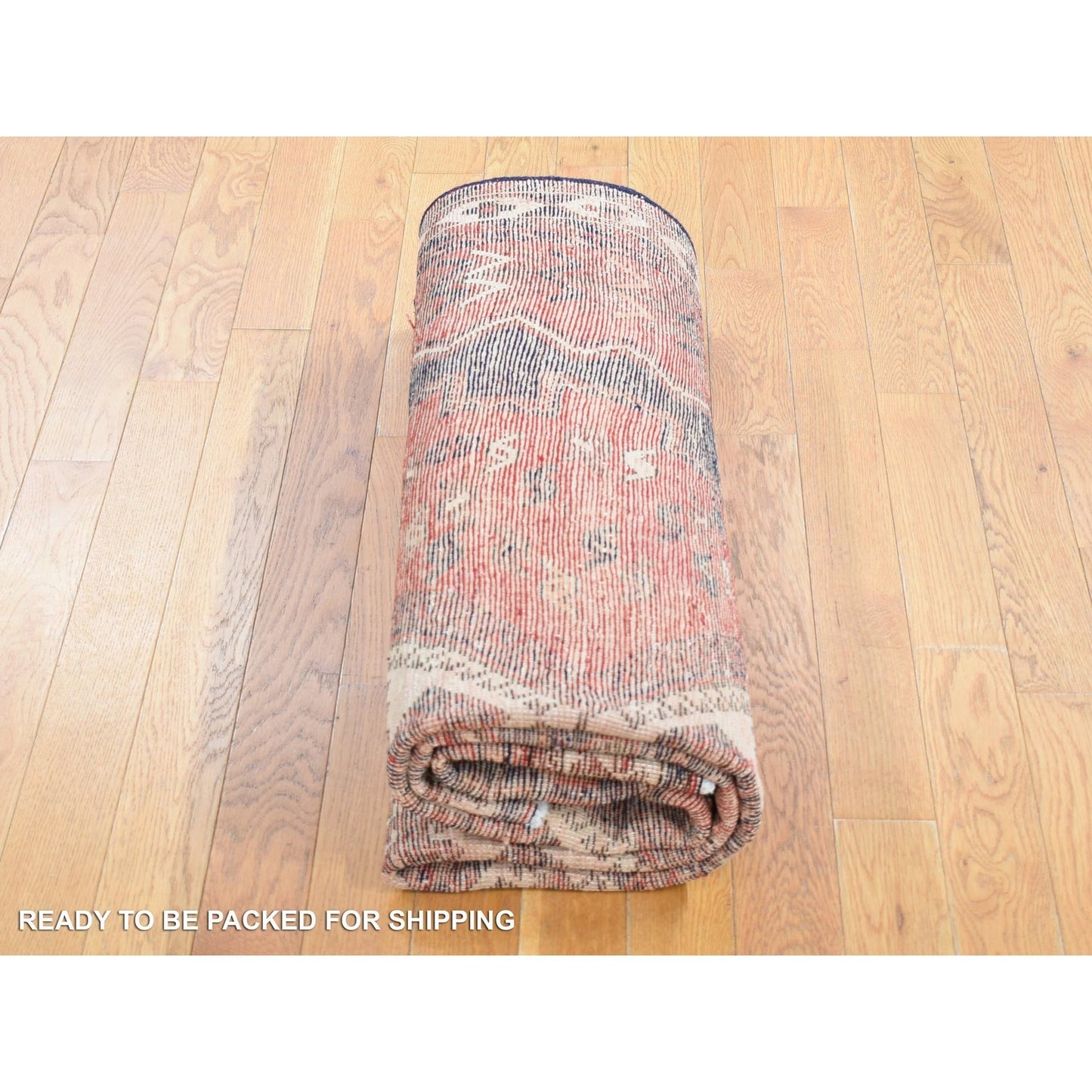 5'5"X7' Blush Red Vintage Zoroastrian Bakhtiarjoon Wool Hand Knotted Rug