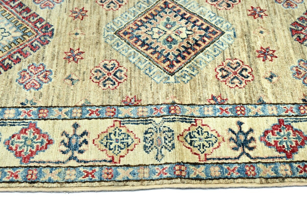3X10 ft Beige Tribal Geometric Kazak Runner Wool