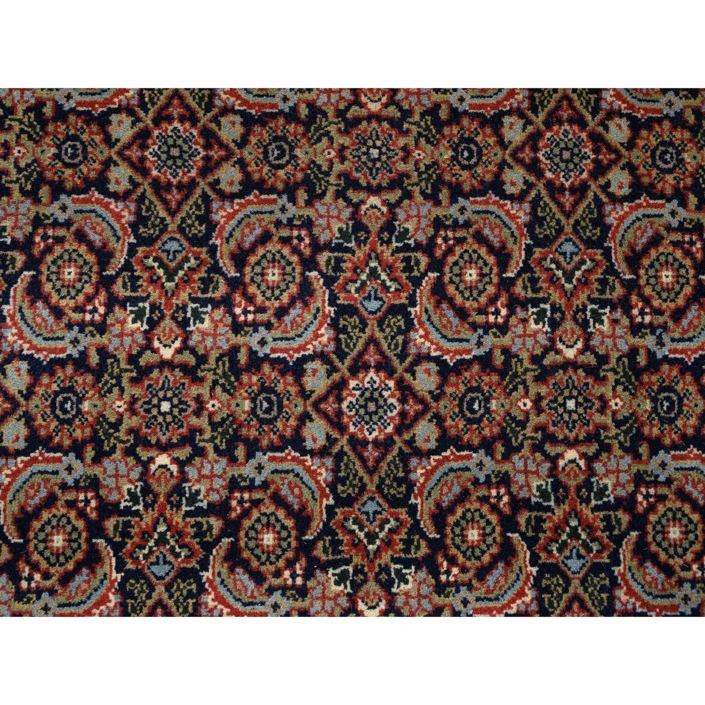 5'1"X7'1" Midnight Blue All Over Herrita Design Hand Knotted Wool Rug
