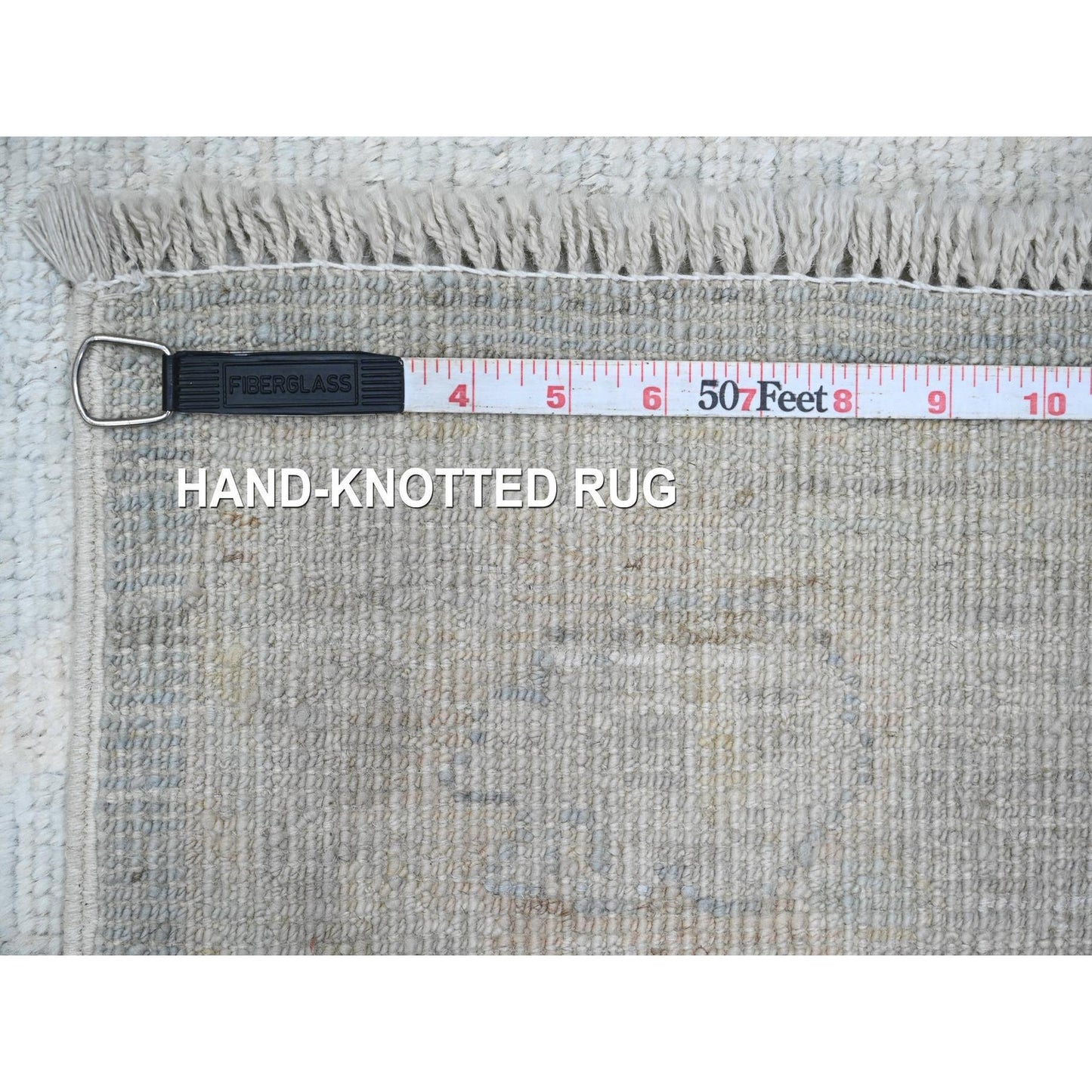 2'10"X19'6" Gray Afghan Angora Oushak Hand Knotted Pure Wool Runner Rug