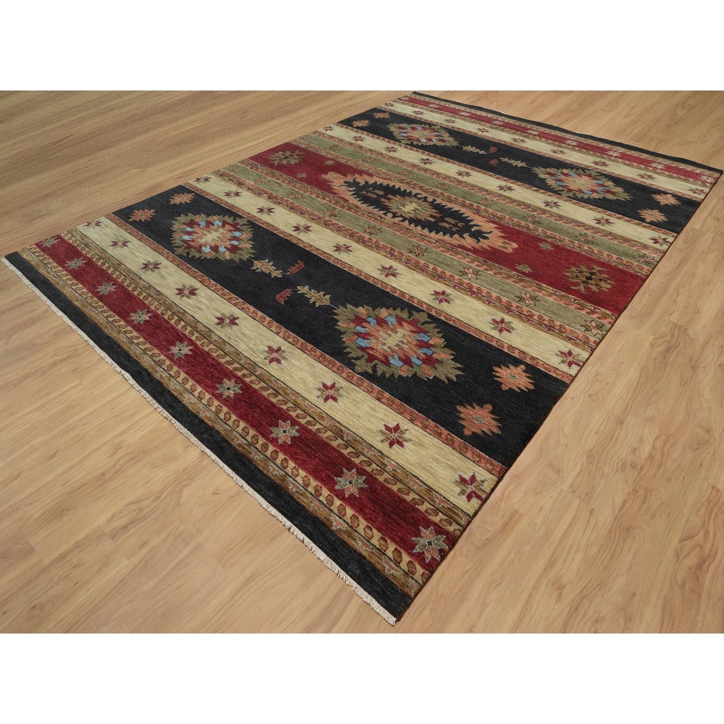 10'X14' Beige Southwestern American Indian Design Hand Knotted Wool Rug