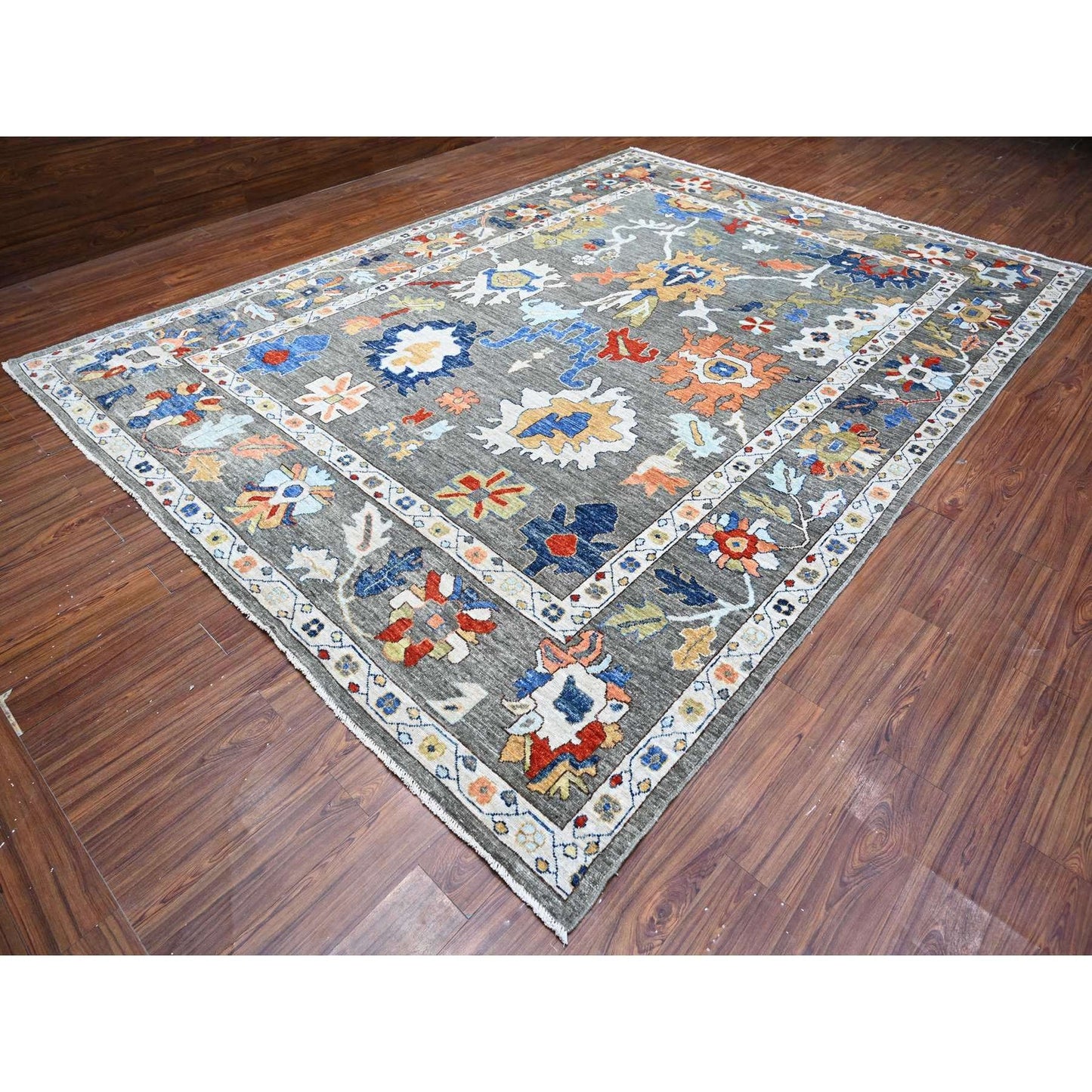 9'9"X13'4" Vintage Gray Vegetable Dyes Angora Oushak Oriental Rug