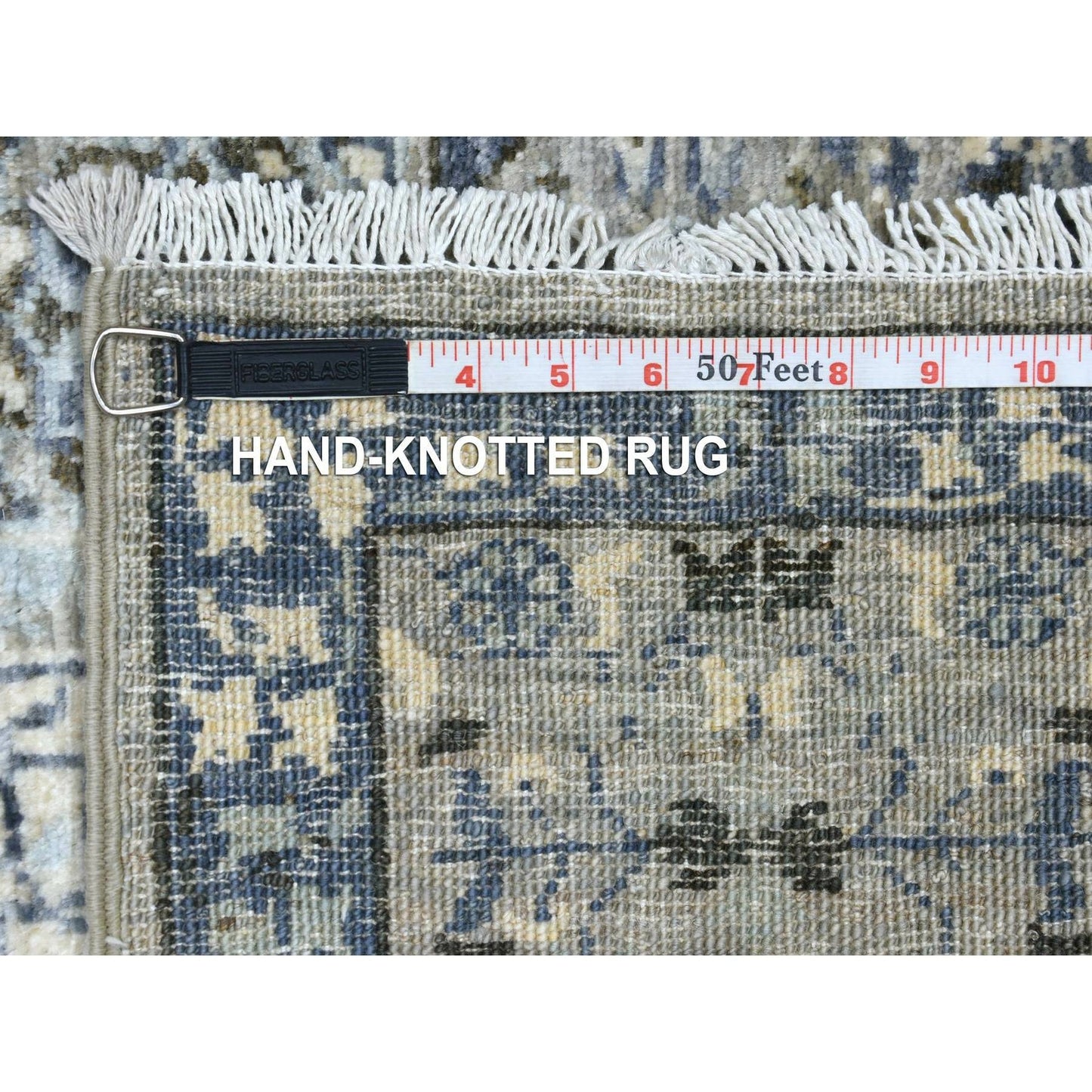 6'X9'5" Gray Afghan Peshawar Soft And Pliable Wool Hand Knotted Rug