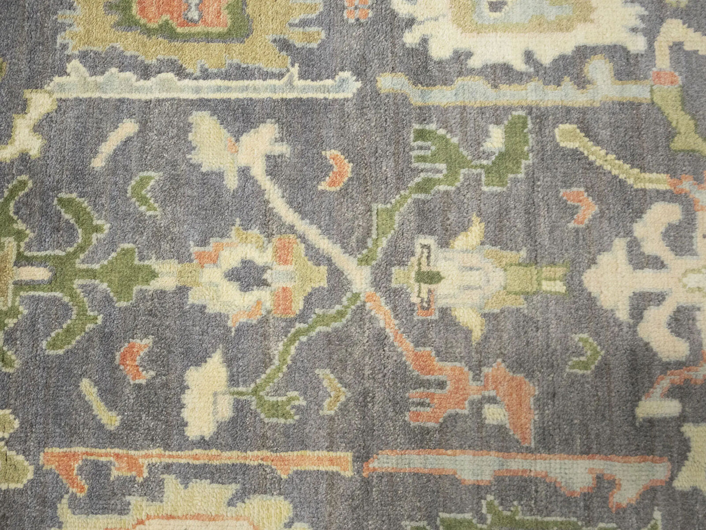 Handmade Floral Oushak Chobi Rug Colorfast