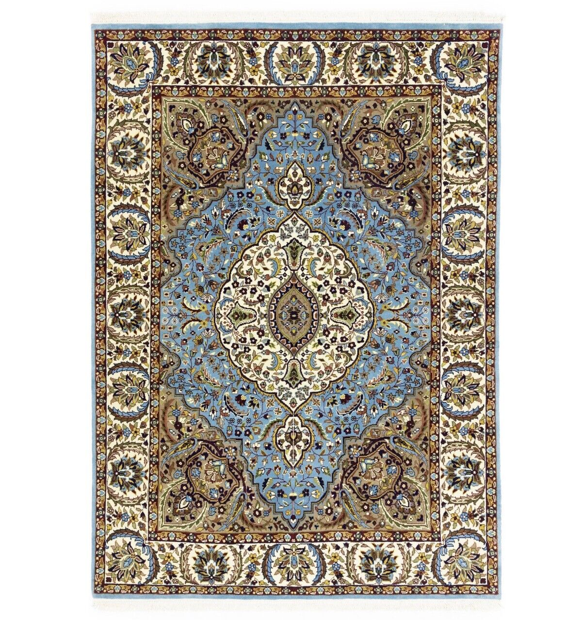 Hand-Knotted Kirman Oriental Rug 6X8 Ft Blue