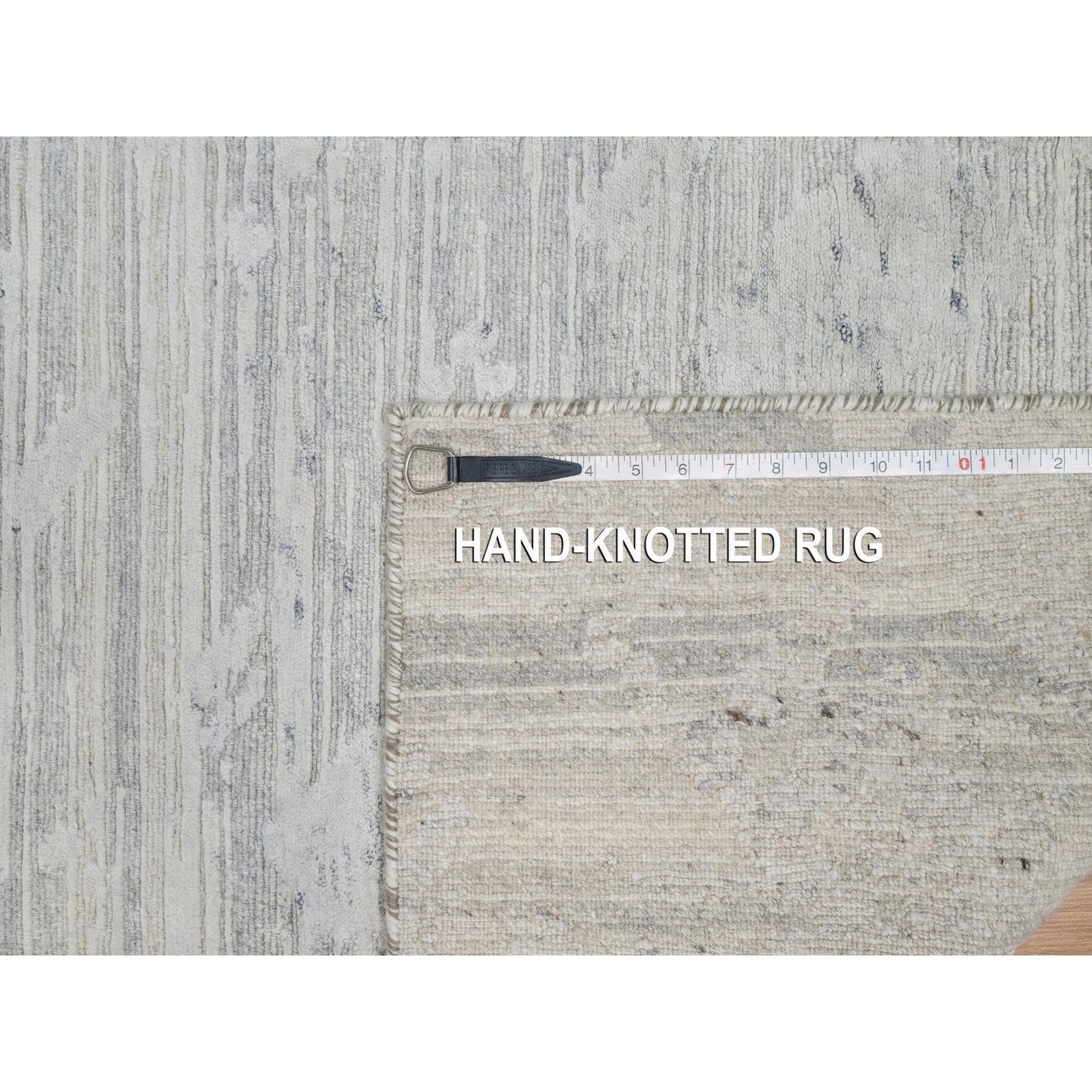 2'6"X15'9" Gray Undyed Natural Wool Hand Knotted Modern Xl Runner Rug