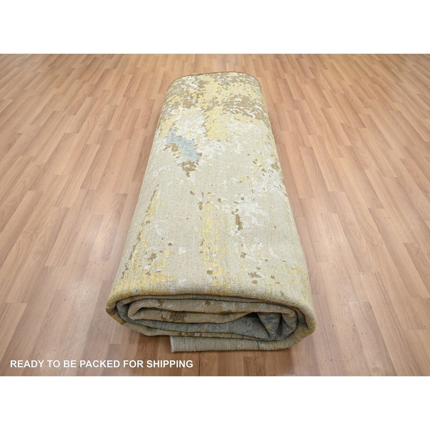 9'X11'10" Shades Of Brown Abstract Design 100% Wool Hand Knotted Rug