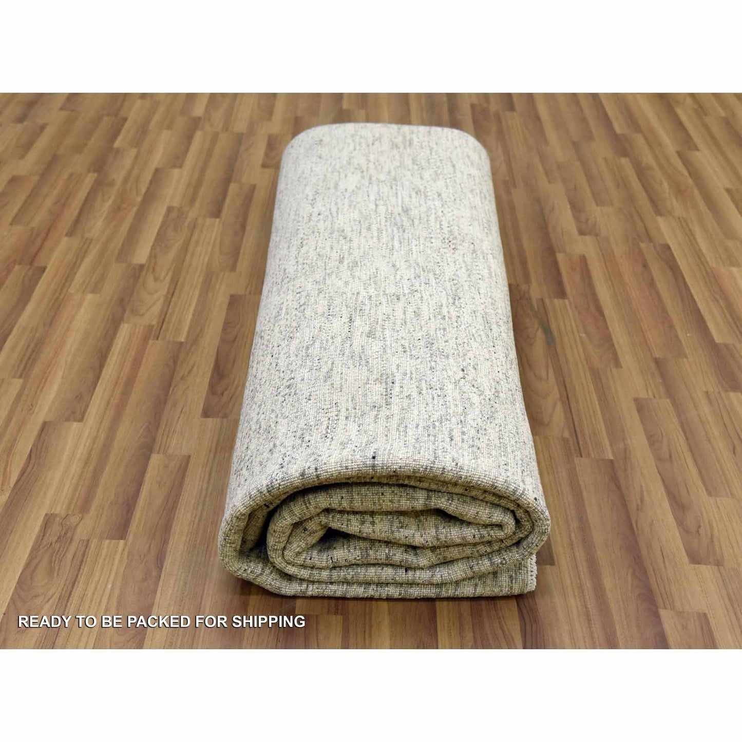 8'X10'1" Beige Hand Knotted Wool Organic Salt And Pepper Design Rug