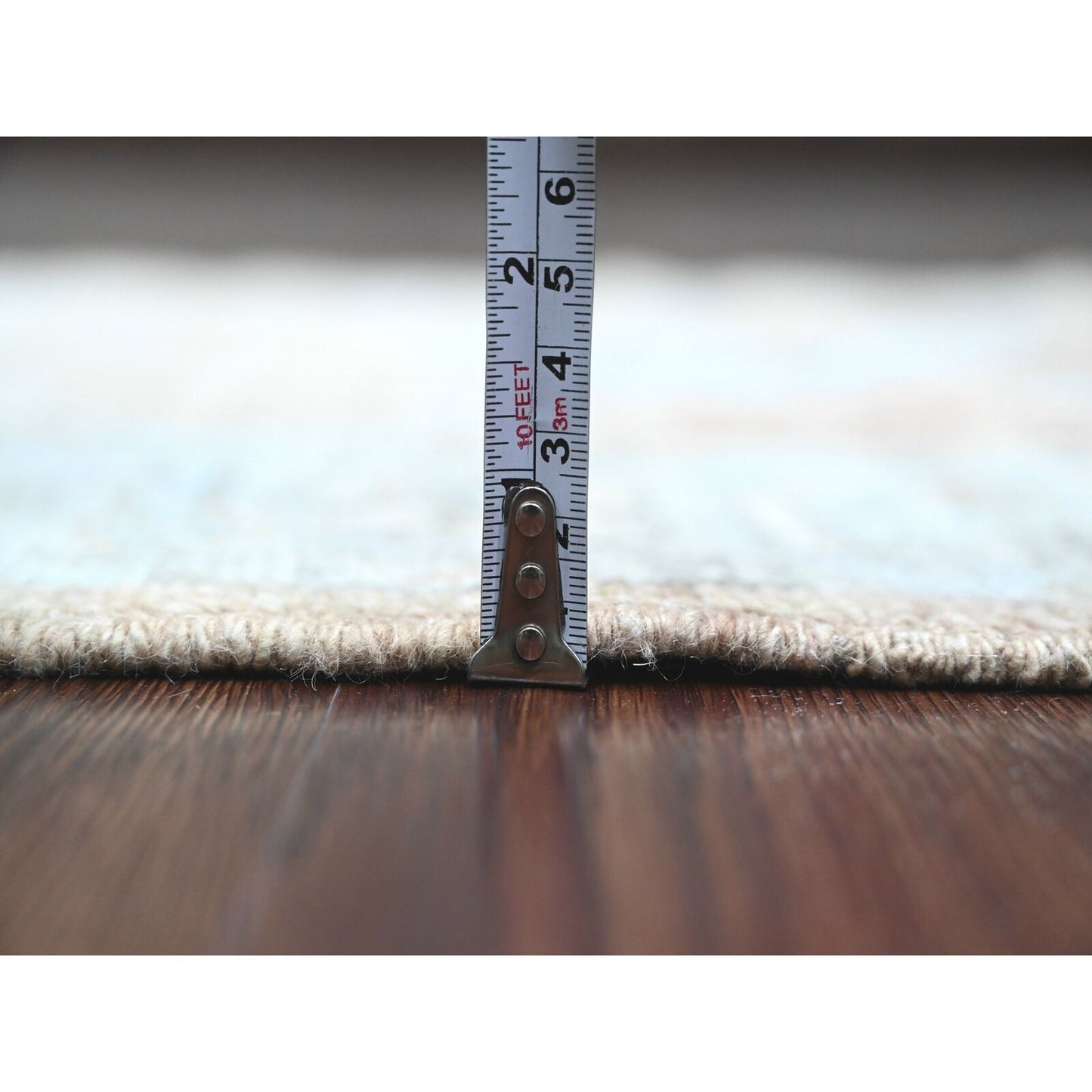 2'9"X9'6" Brown Angora Oushak Leaf Design Hand Knotted Wool Runner Rug