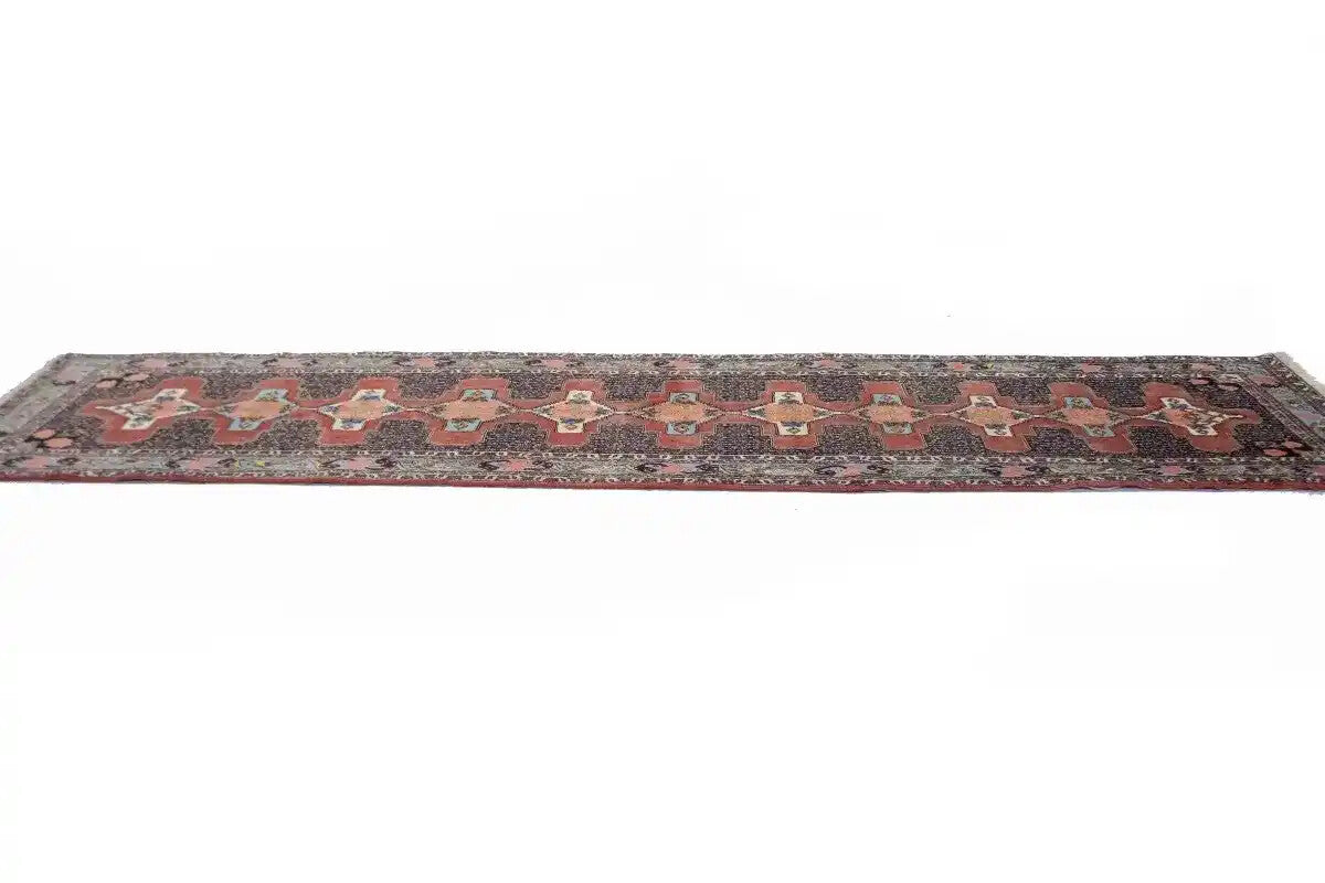 3X13 Ft Vintage Wool Oriental Runner Rug Floral