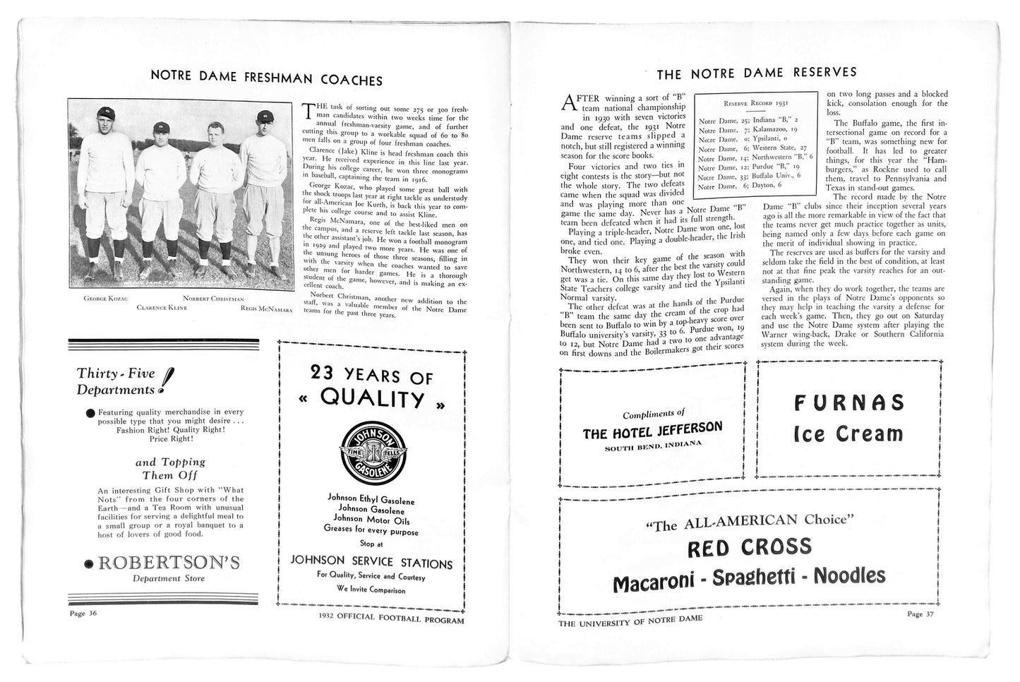 10/15/1932 Drake Vs. Notre Dame College Program