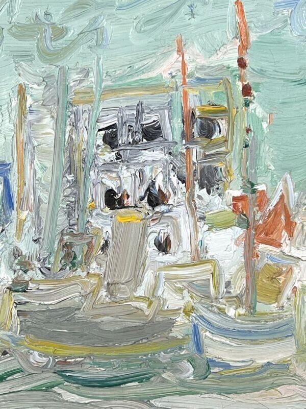 Jean Fusaro (France) - Port 1966 Original Painting Oil On Canvas Signed Framed