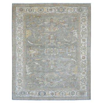 8'X10' Gray Peshawar Heris All Over Design Hand Knotted Wool Rug Oriental