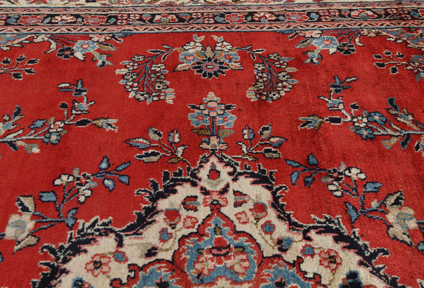 Hand-Knotted Red Vintage Oriental Rug 9X12 Ft