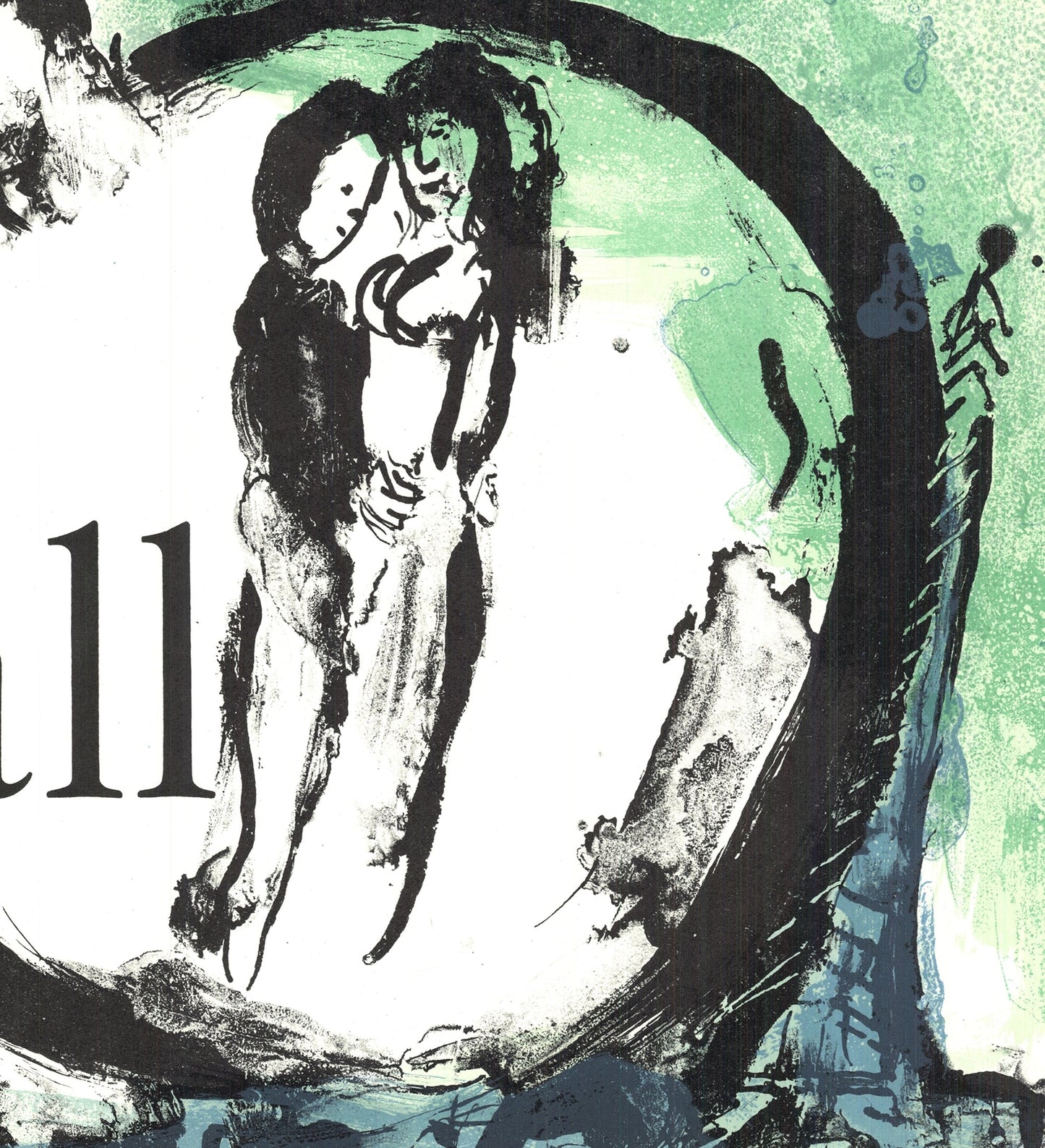 Marc Chagall Oiseau Vert " Lithograph Modernism Green Black & Wh