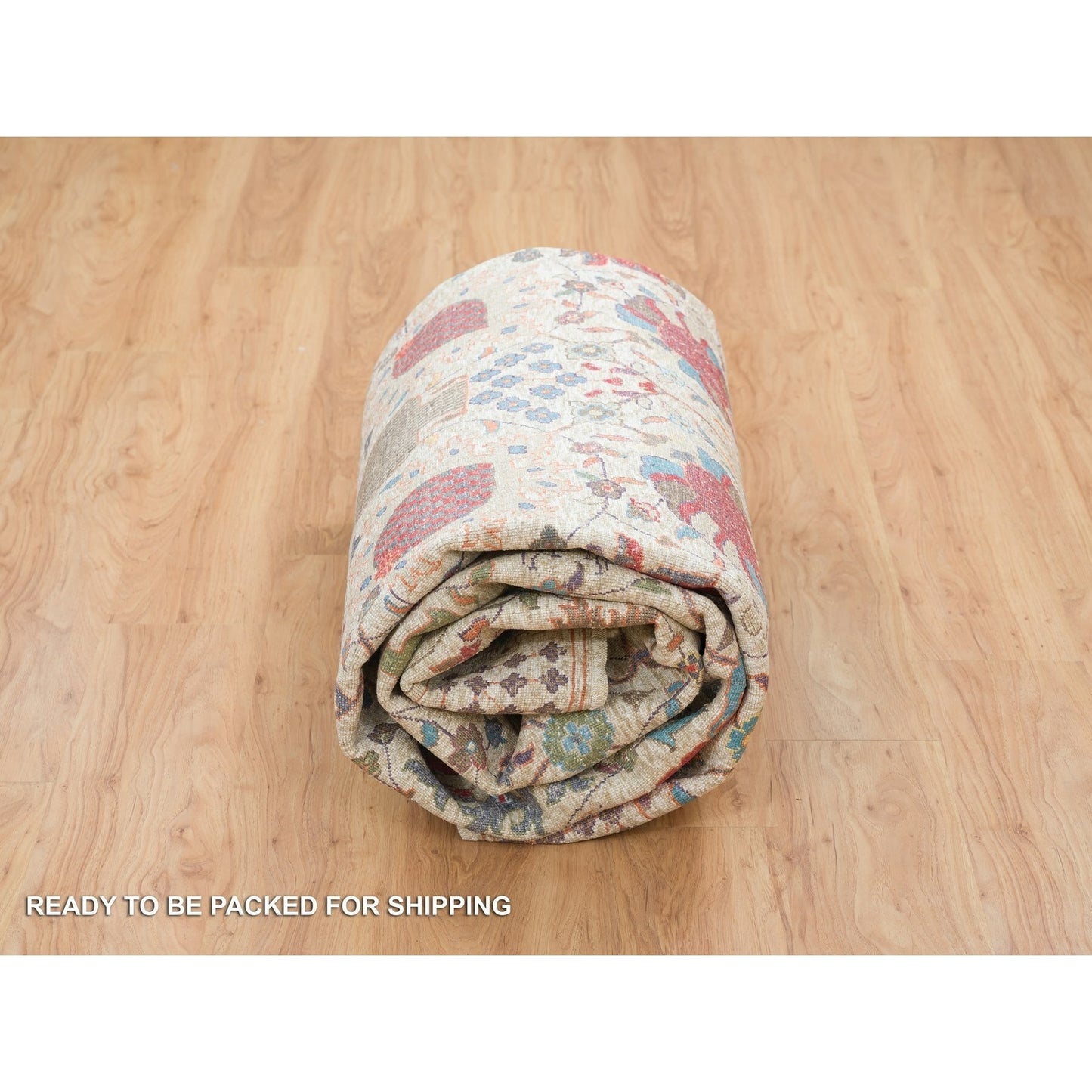 Rug 8'3"x10'3" Ivory Hand Knotted Tebraz Vase Silk With Wool